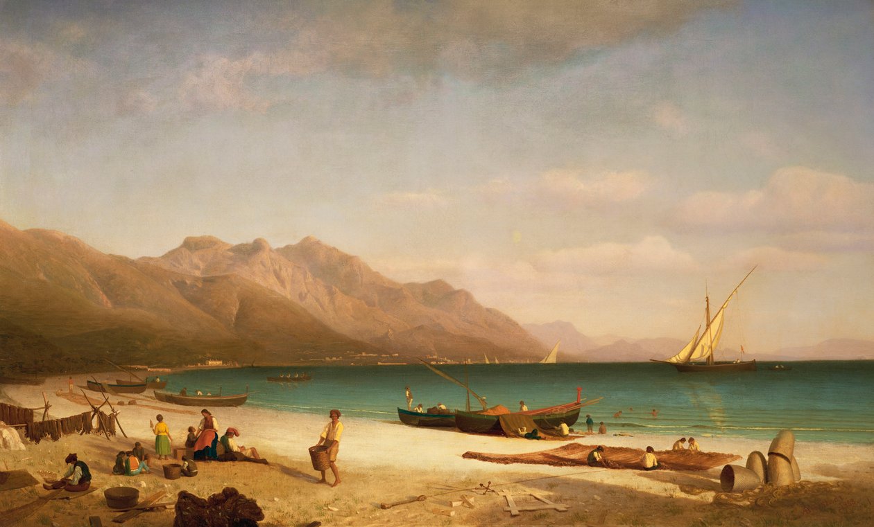 Baai van Salerno, 1858 door Albert Bierstadt