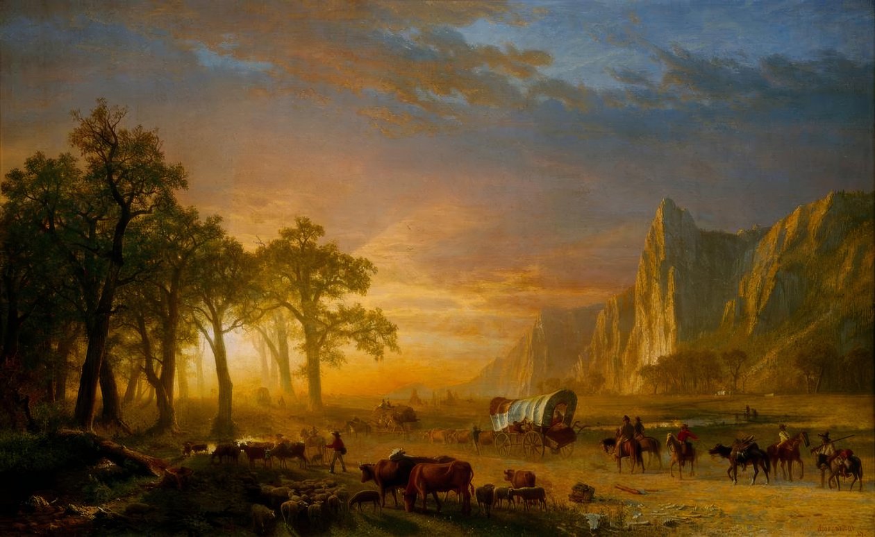 Emigranten die de vlakten oversteken door Albert Bierstadt