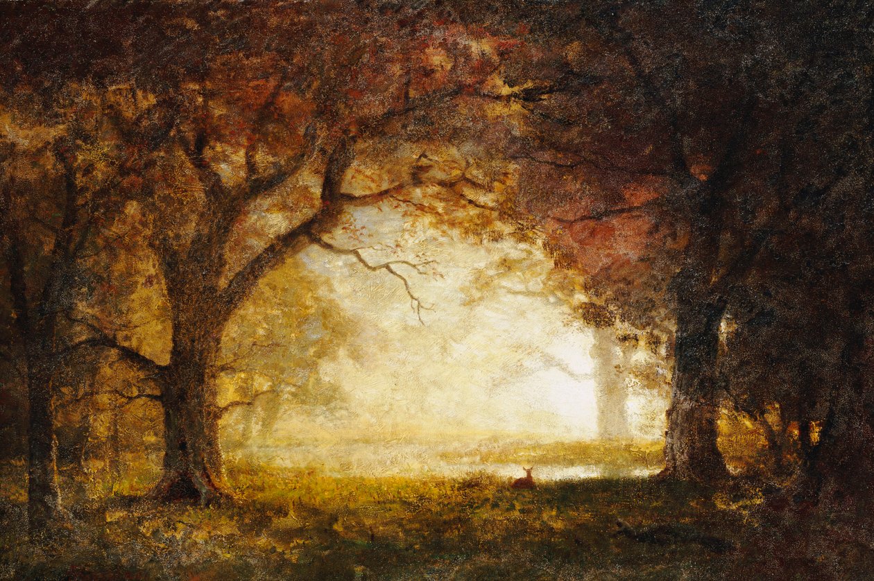 Zonsopgang in het bos door Albert Bierstadt