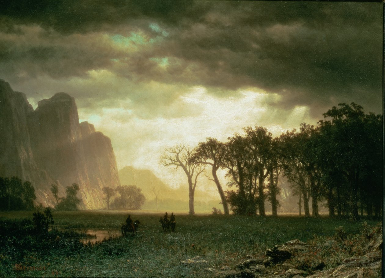 Voorbijgaande storm in Yosemite door Albert Bierstadt