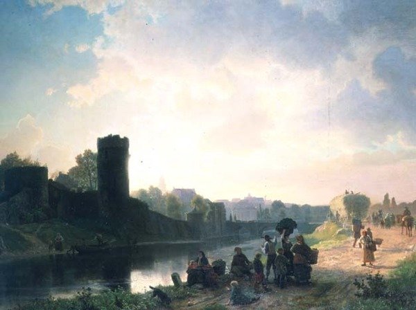 Riviermonding door Albert Bierstadt