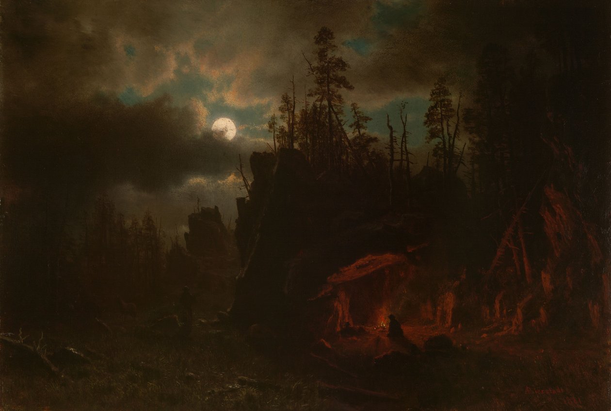Het kamp van de pelsjagers door Albert Bierstadt