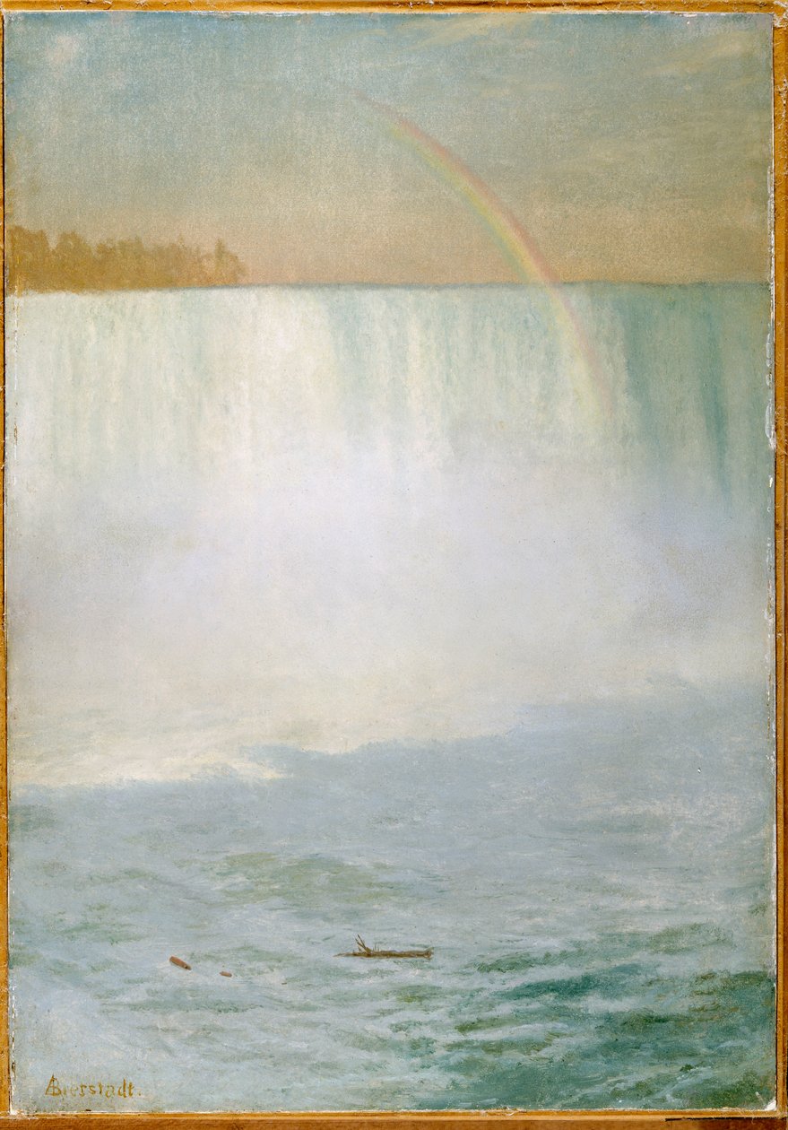 Waterval en Regenboog, Niagara door Albert Bierstadt