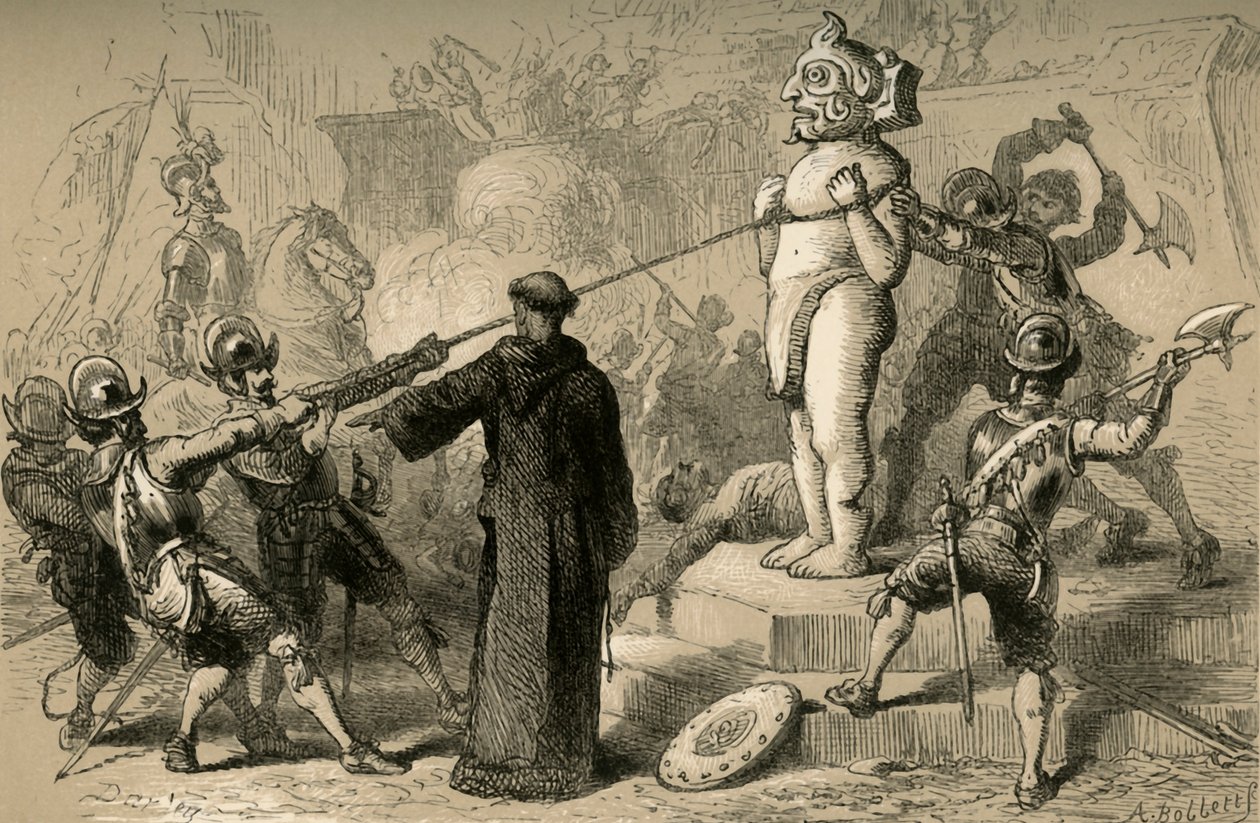 Spanjaarden Vernietigen Mexicaanse Idolen, 1877 door Albert Bobbett