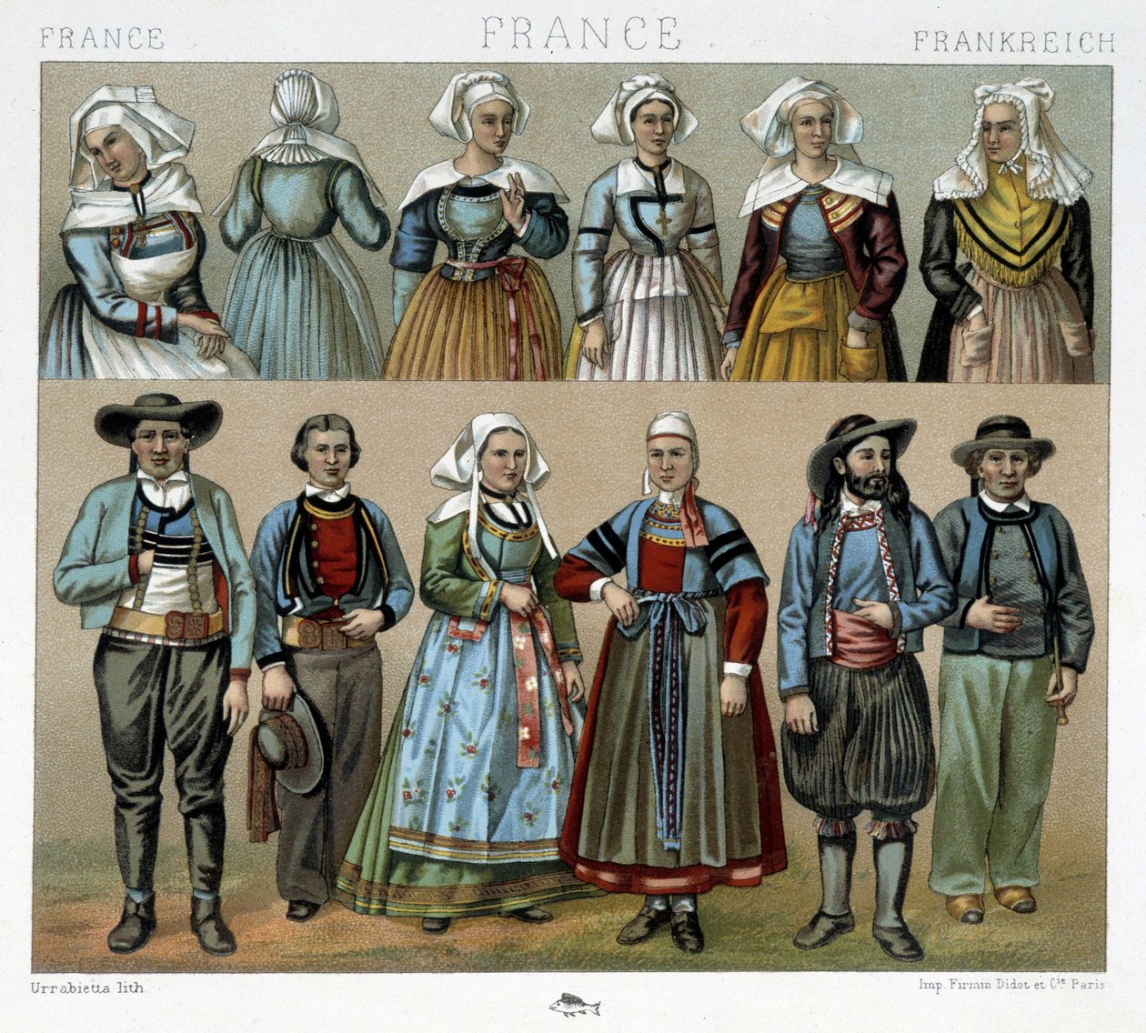 19e-eeuwse Bretonse kostuums - in 