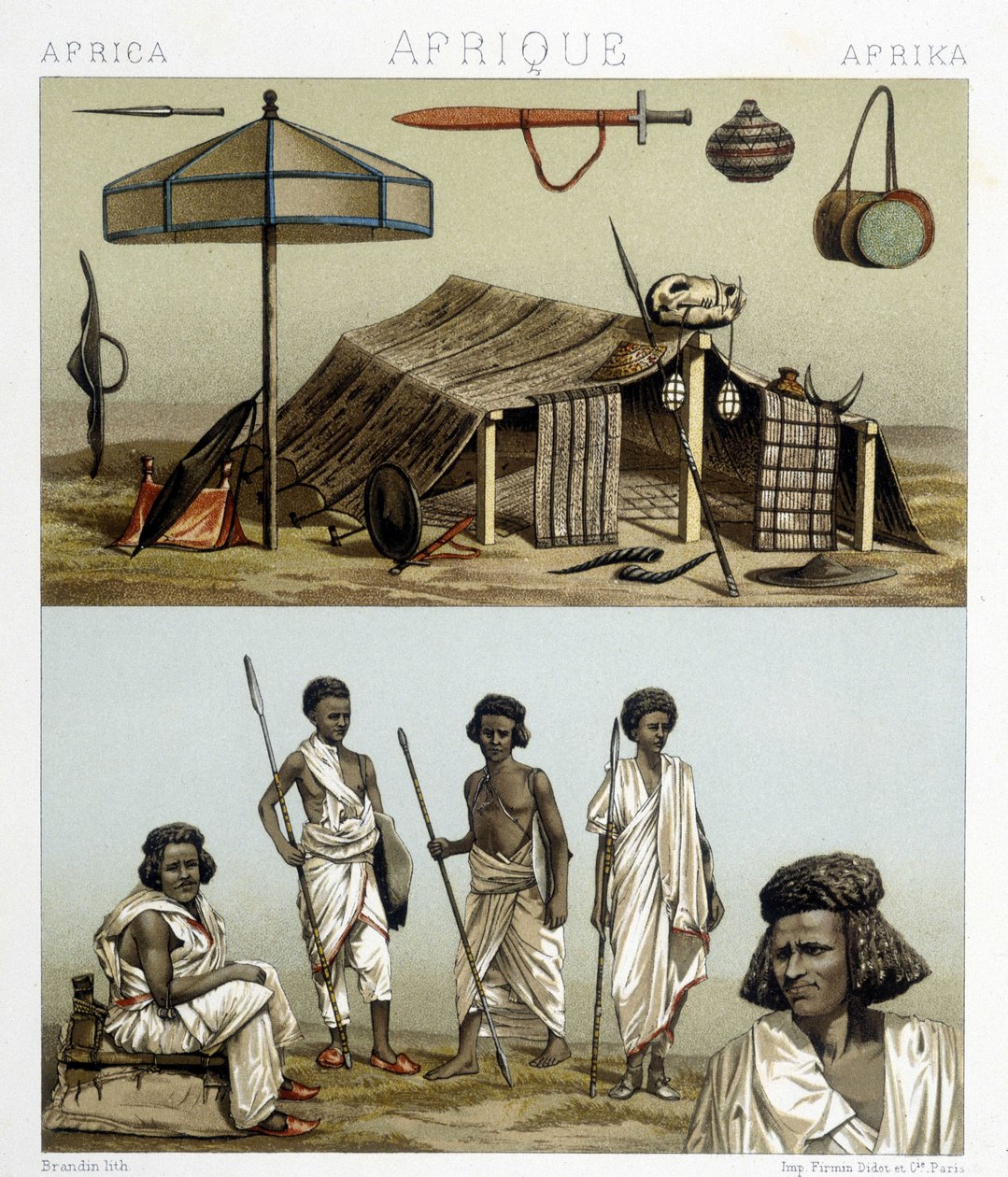 Kamp en traditionele kleding uit Nubië. Illustratie in 