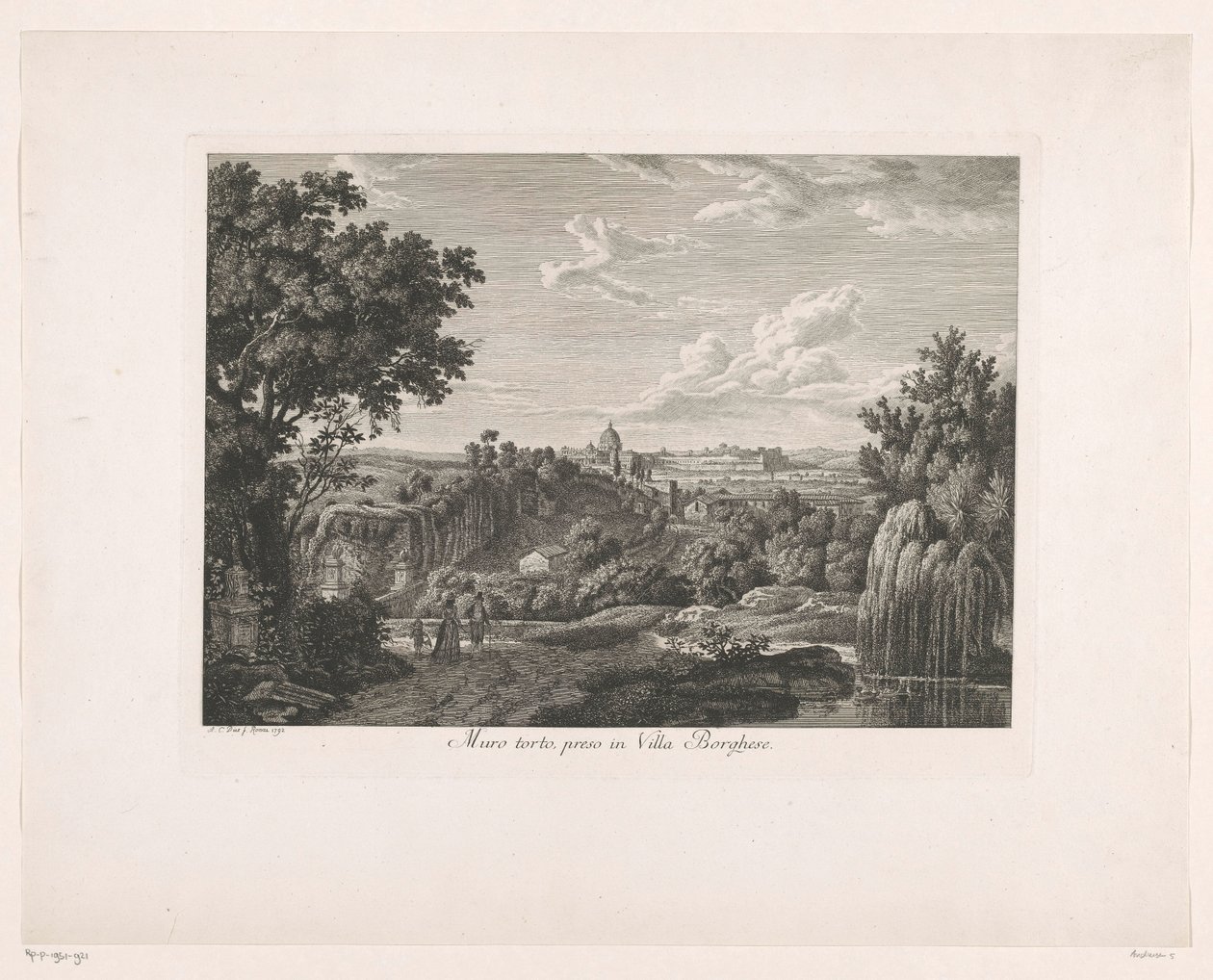 Begroeide muur bij Villa Borghese door Albert Christoph Dies
