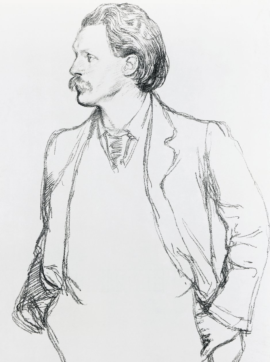 Portret van George Gissing, Engelse romanschrijver door Albert Daniel Rutherston