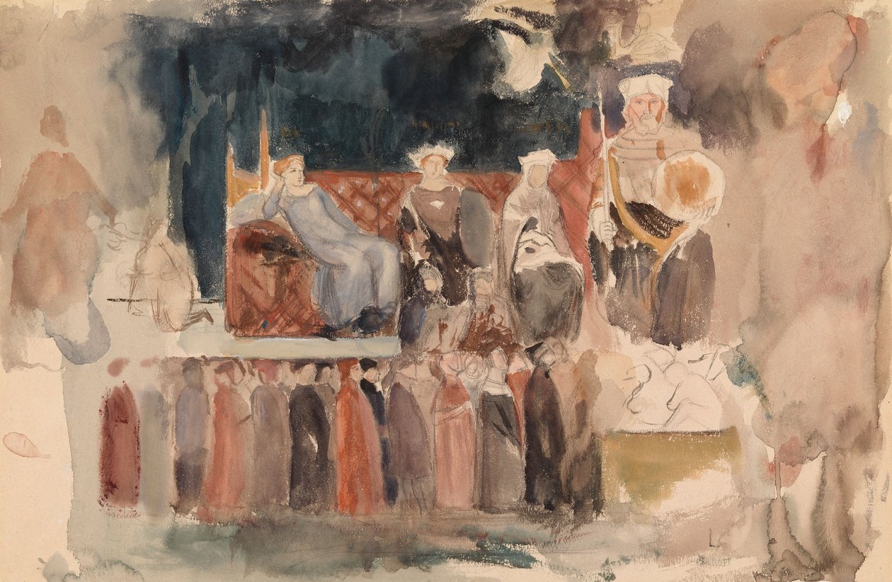 Allegorie van het Goede Bestuur, schets van het fresco van Ambrogio Lorenzetti in het Palazzo Pubblico, Siena door Albert Edelfelt