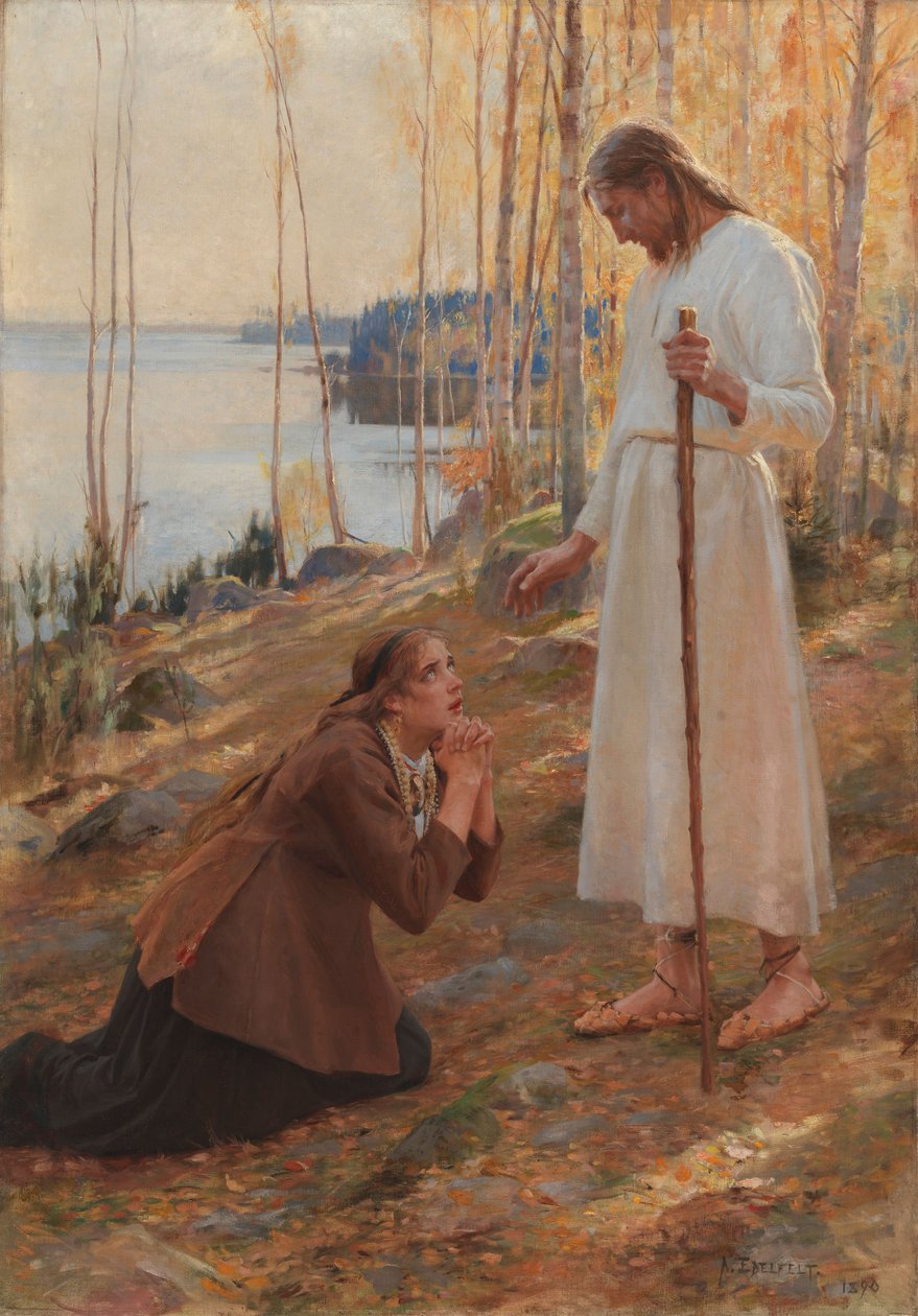 Christus en Maria Magdalena, een Finse legende door Albert Edelfelt