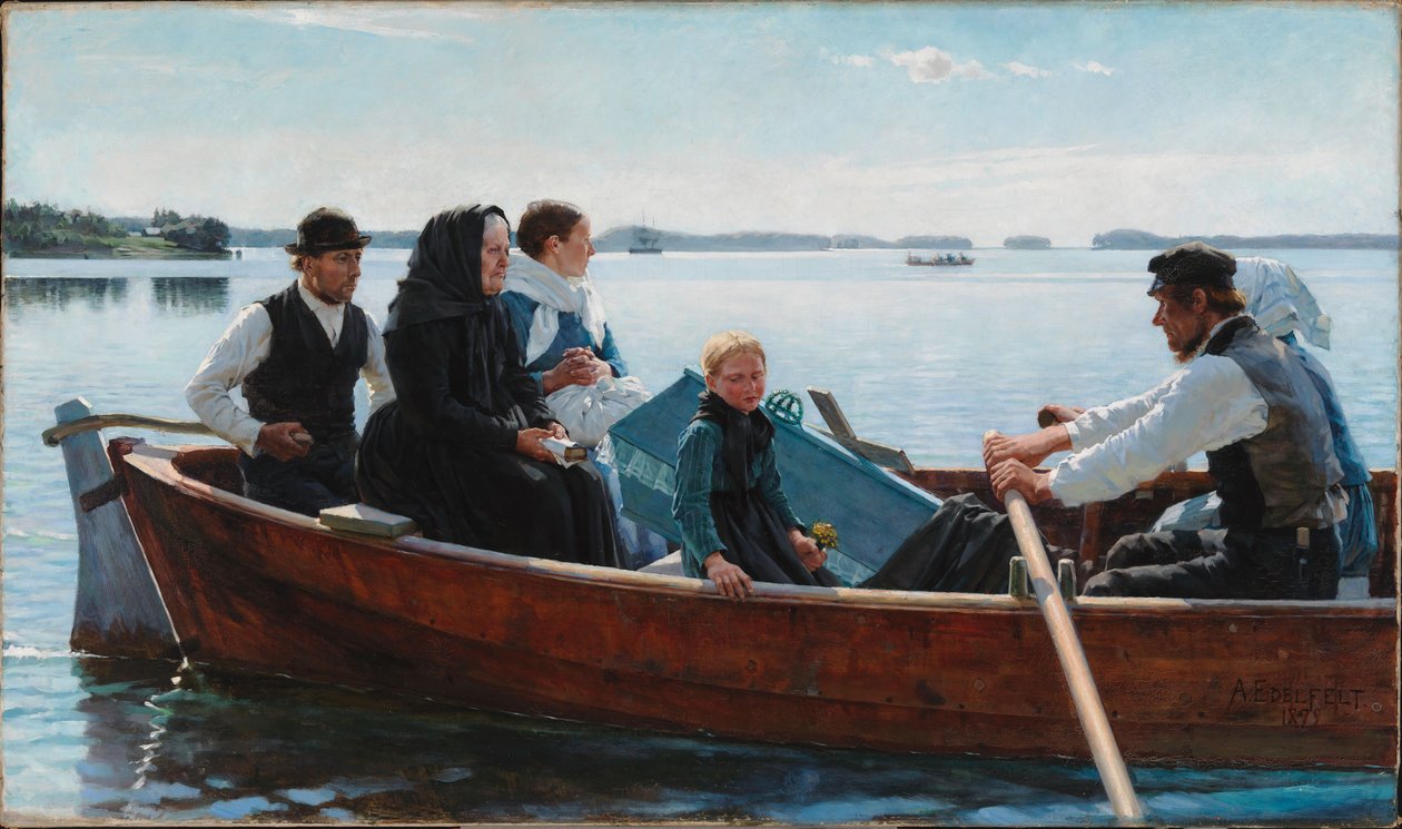 Het vervoeren van de kinderbaar (Een kinderbegrafenis) door Albert Edelfelt