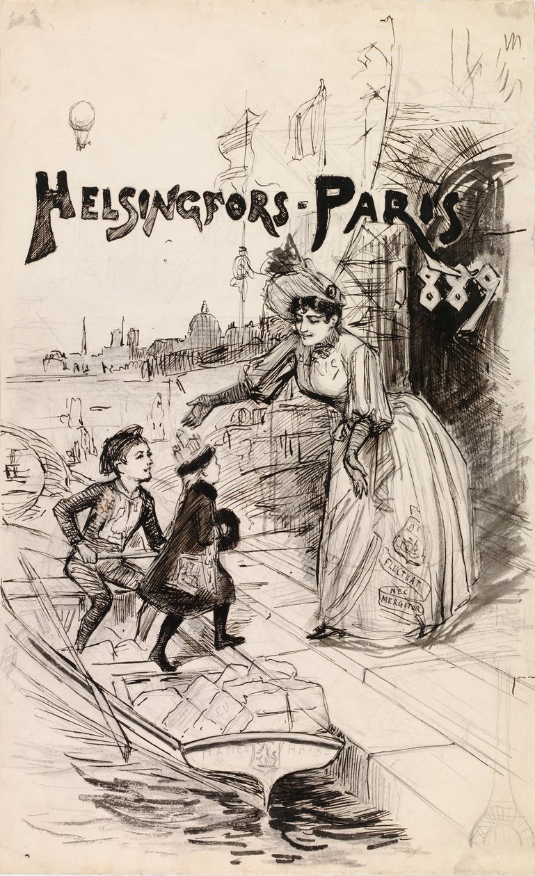 Omslagillustratie voor de kunstpublicatie „Helsingfors – Parijs 1889” door Albert Edelfelt