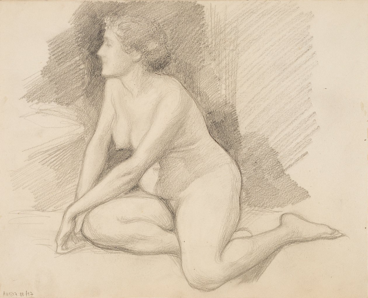 Naakt zitten door Albert Edelfelt