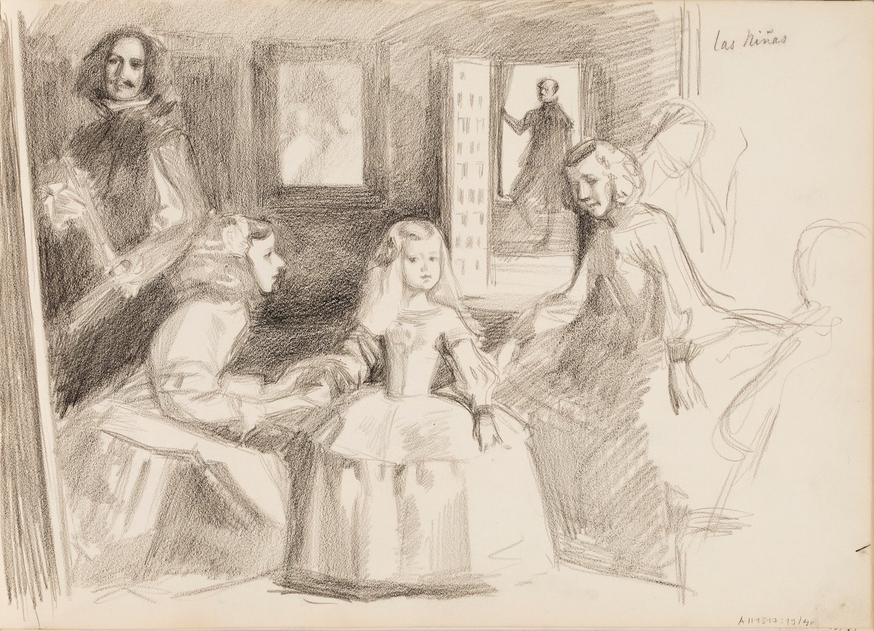 Las Meninas, schets naar Diego Velázquez door Albert Edelfelt