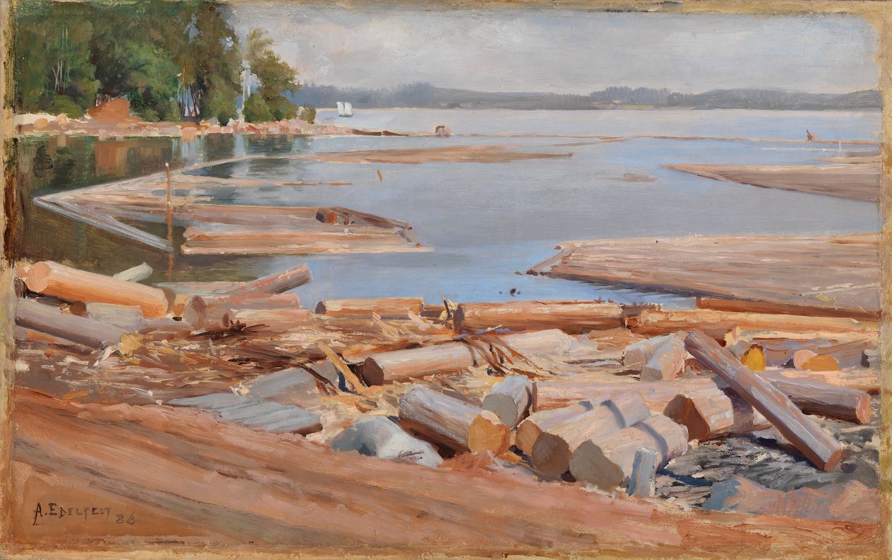 Houten vlot door Albert Edelfelt