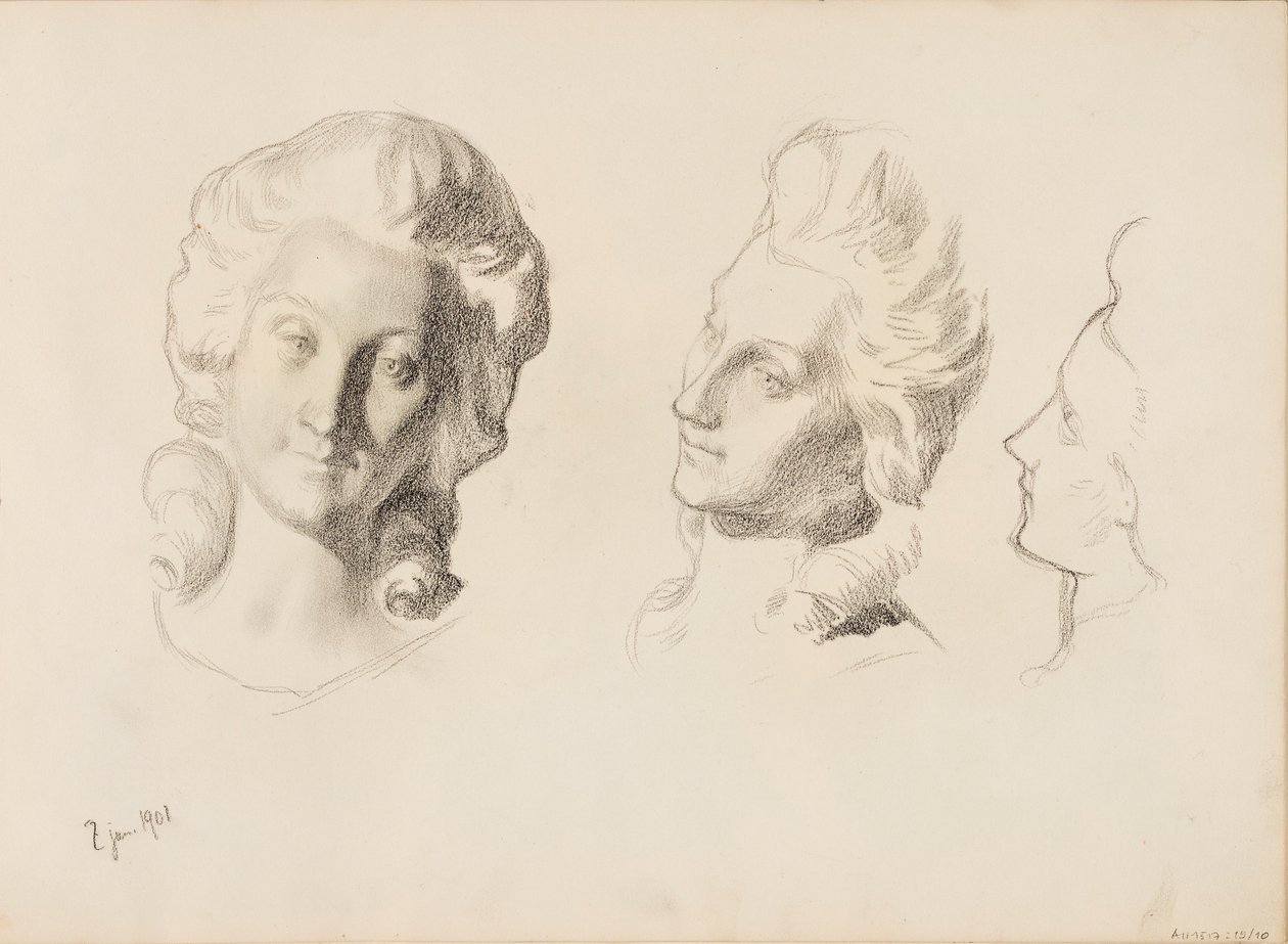 Maskers, schets / 1700 (Rokokoo), schets door Albert Edelfelt