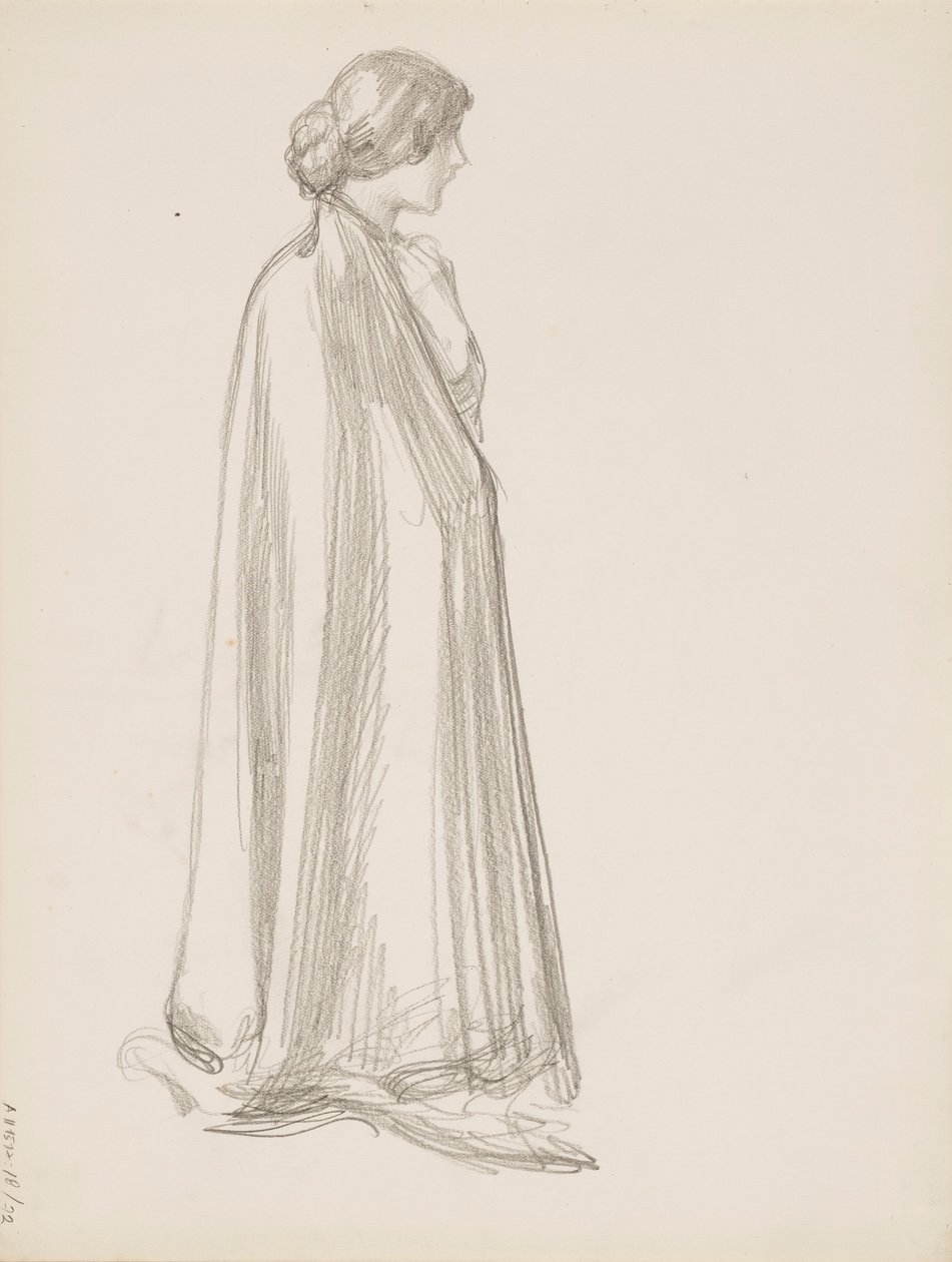 Vrouw in een cape door Albert Edelfelt