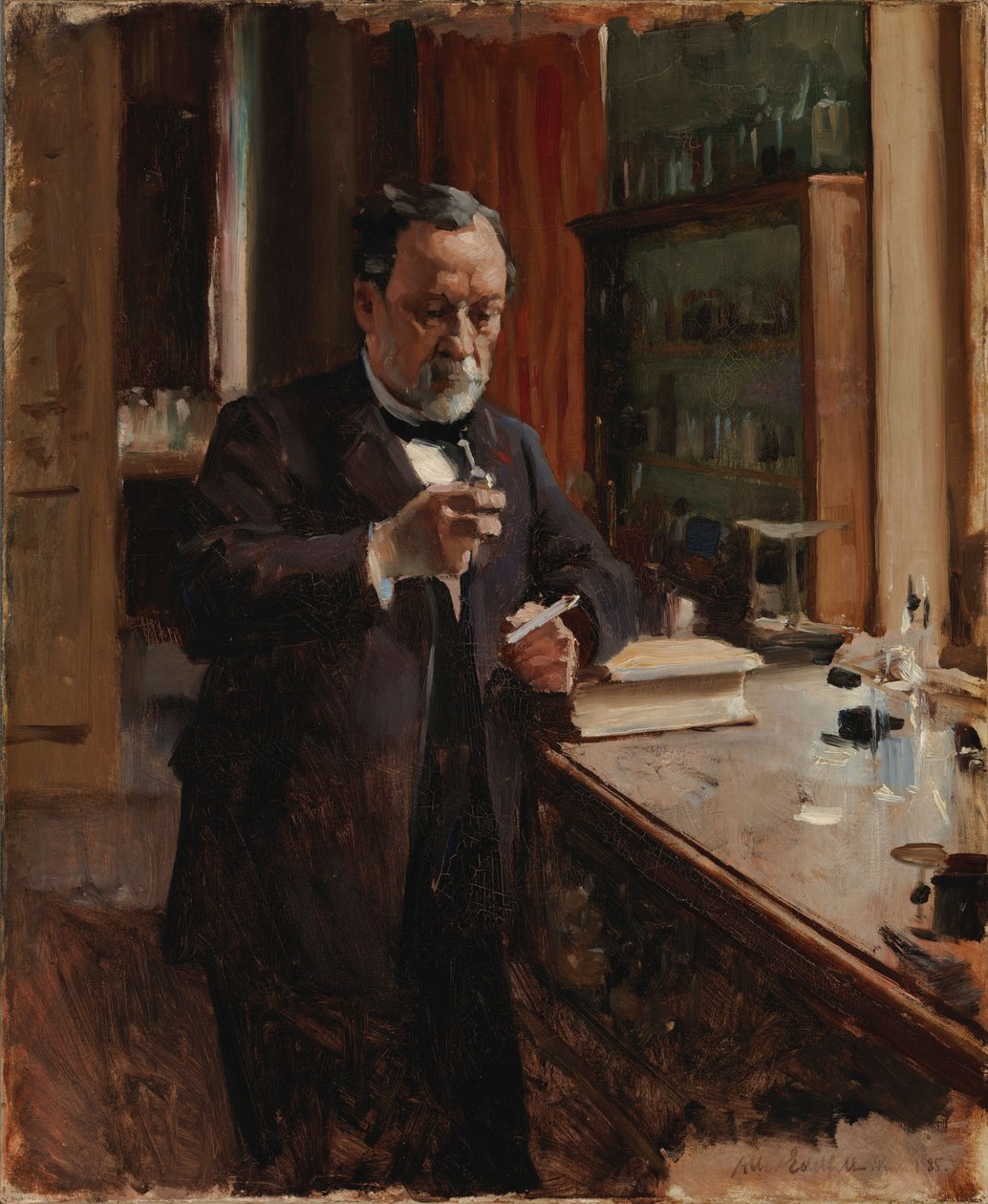 Portret van Louis Pasteur, schets door Albert Edelfelt