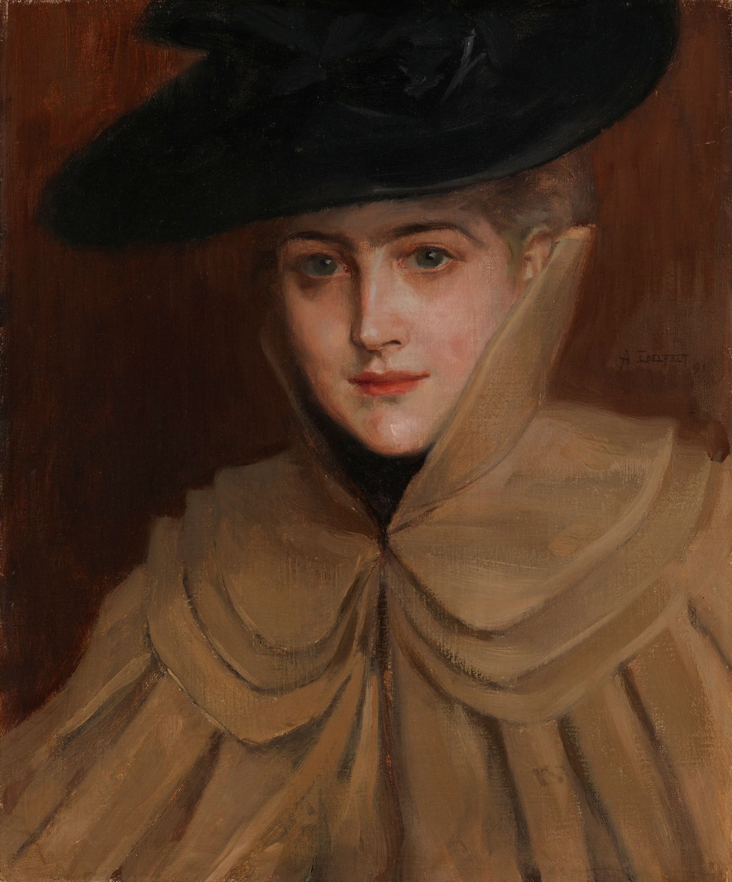 Portret van een jonge vrouw door Albert Edelfelt