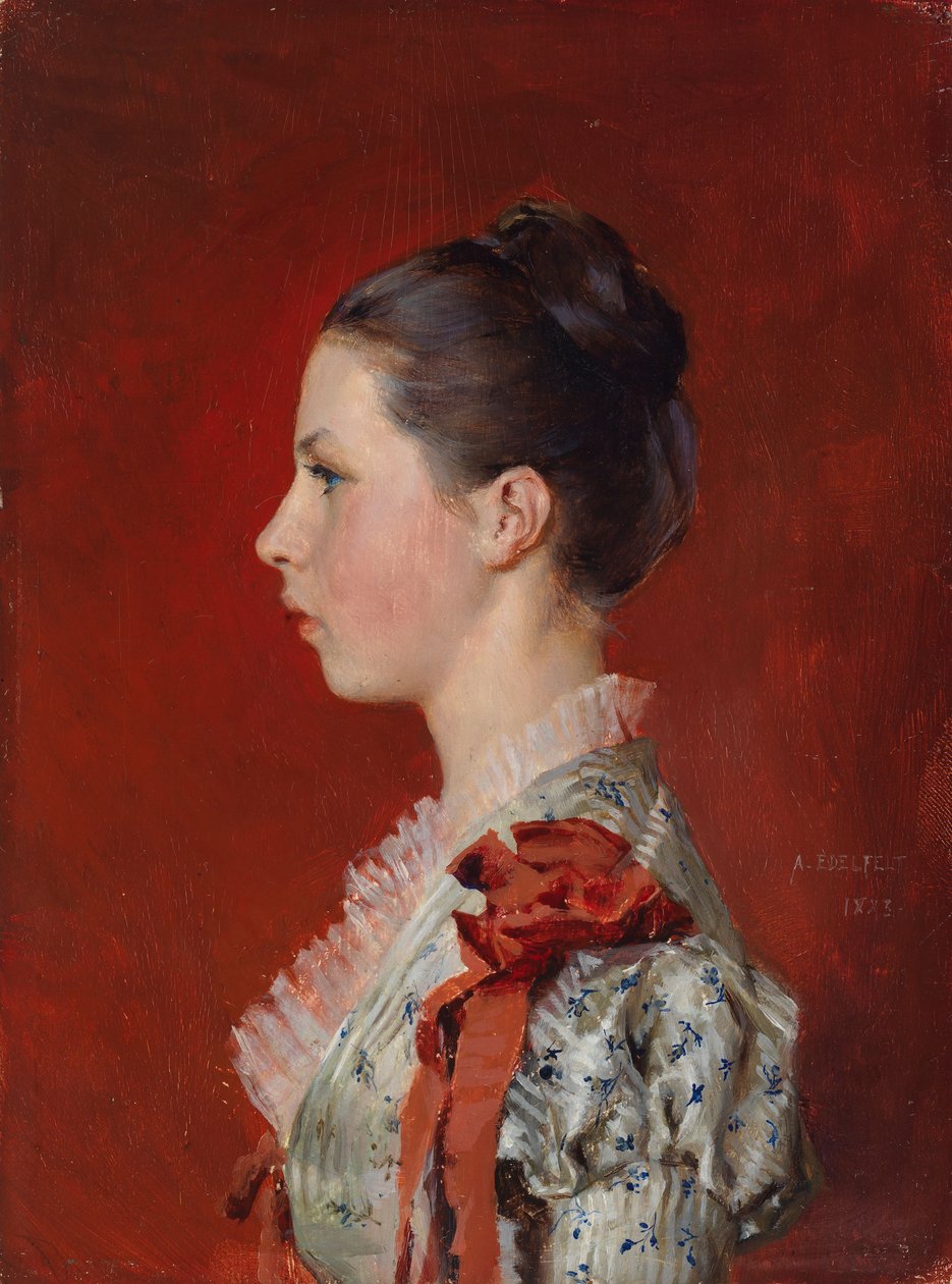 Portret van Annie Edelfelt, de zus van de kunstenaar door Albert Edelfelt