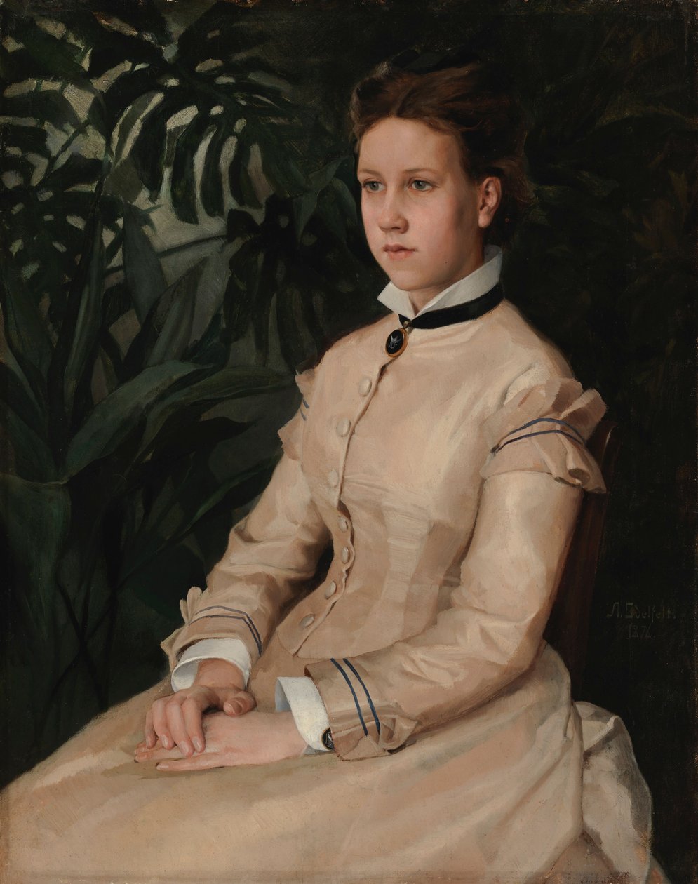 Portret van de zus van de kunstenaar, Ellen Edelfelt door Albert Edelfelt