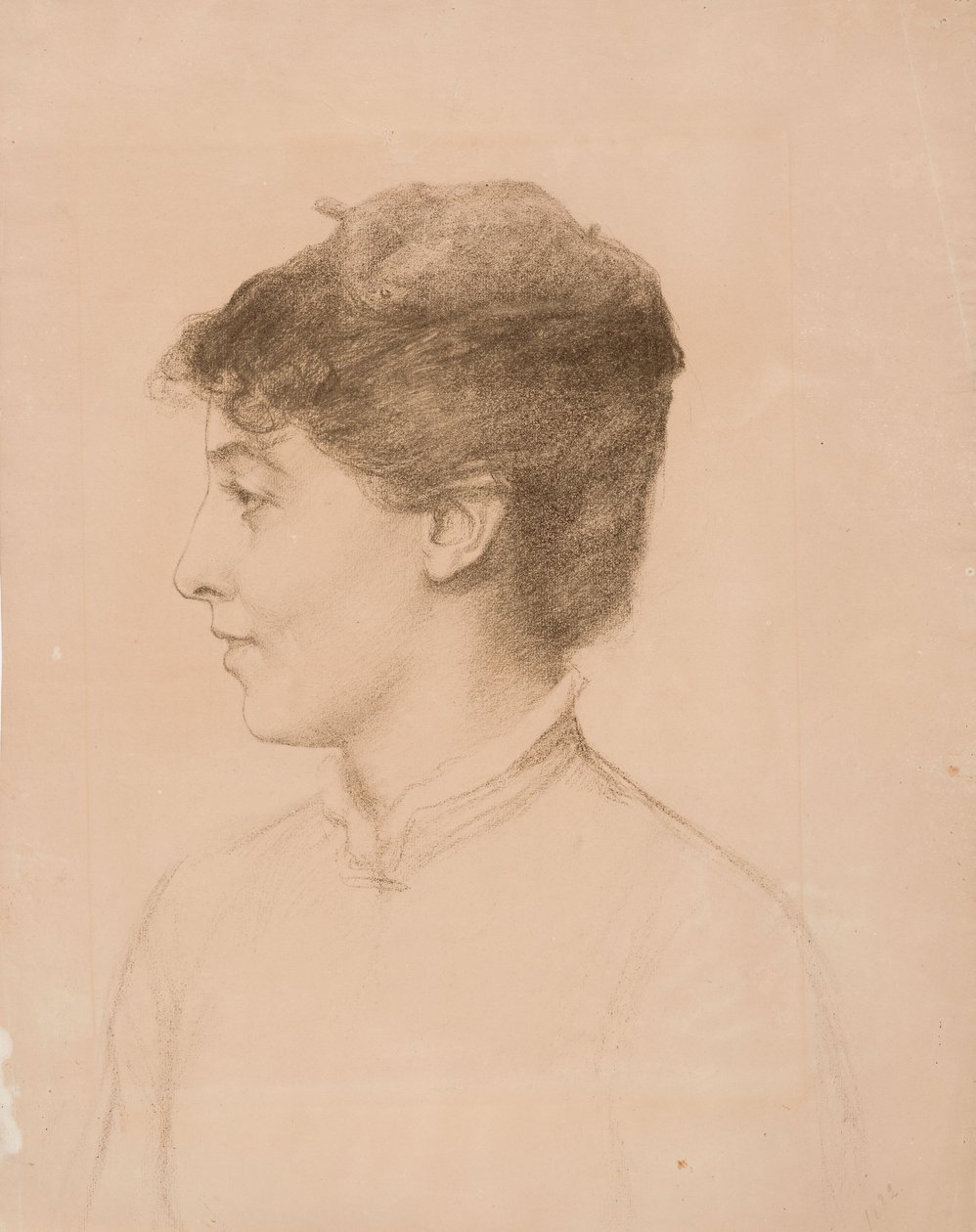 Portret van de vrouw van de kunstenaar, Ellan Edelfelt, in profiel door Albert Edelfelt