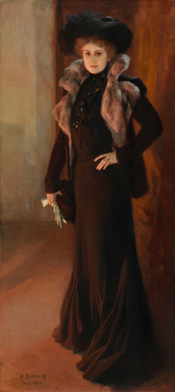 Portret van de operazangeres Aino Ackté; Portret van de zangeres Aino Ackté door Albert Edelfelt