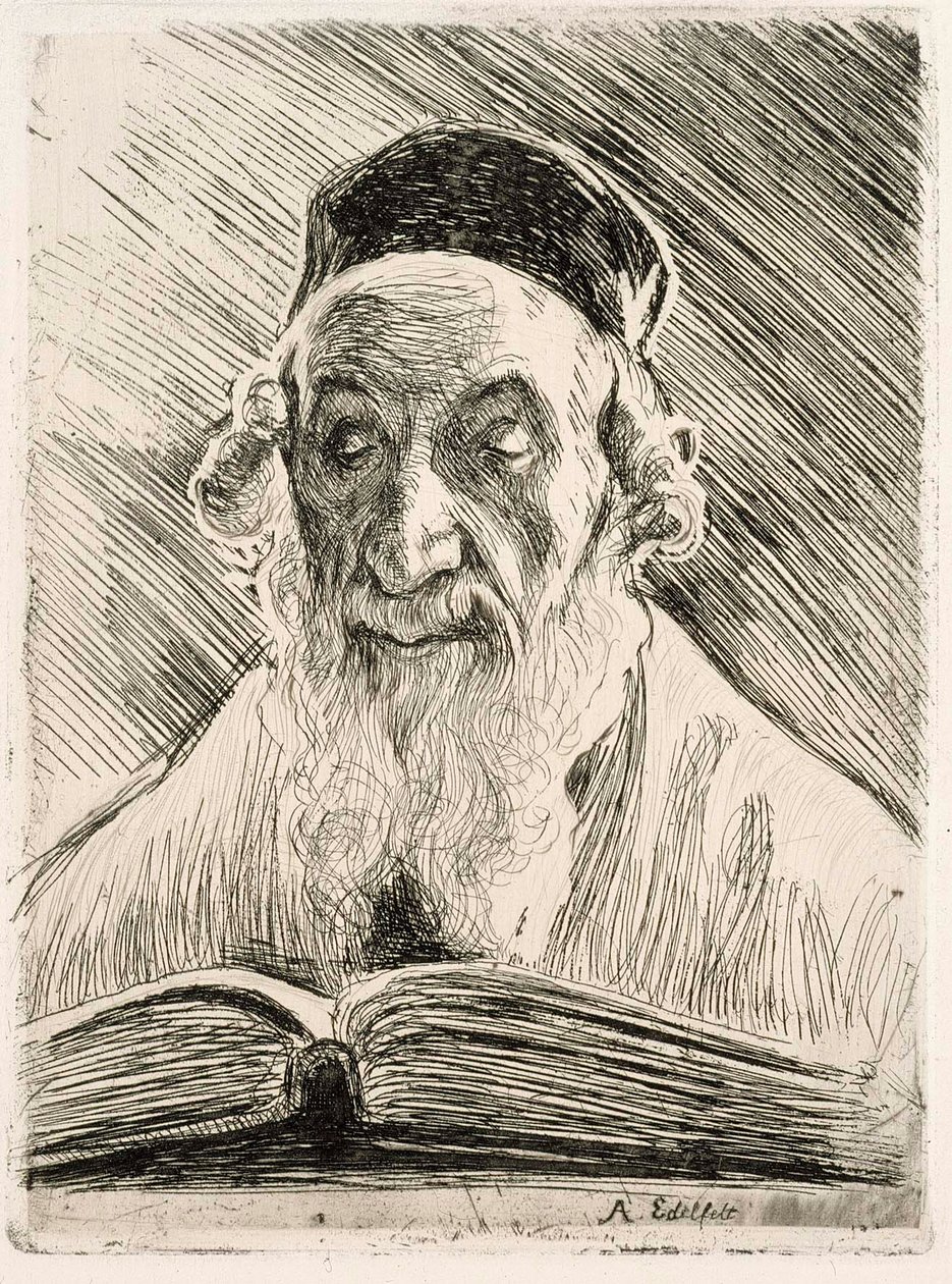 Rabbi Reading door Albert Edelfelt