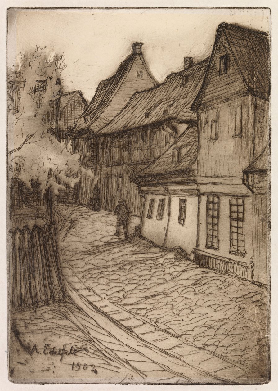 Straat in Goslar, Harz door Albert Edelfelt
