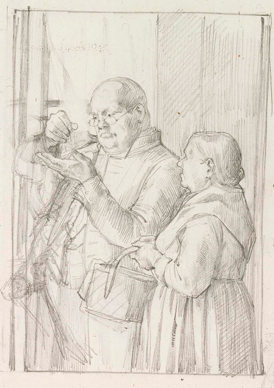 Studie voor de illustratie van het kleine genie door Albert Edelfelt