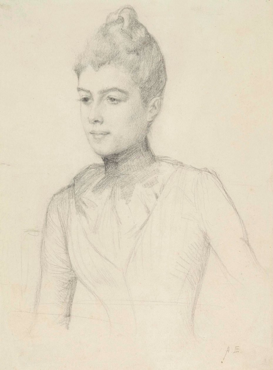 Studie voor het portret van Elisabeth Marti (geboren Grosjean); Buste van een vrouw door Albert Edelfelt