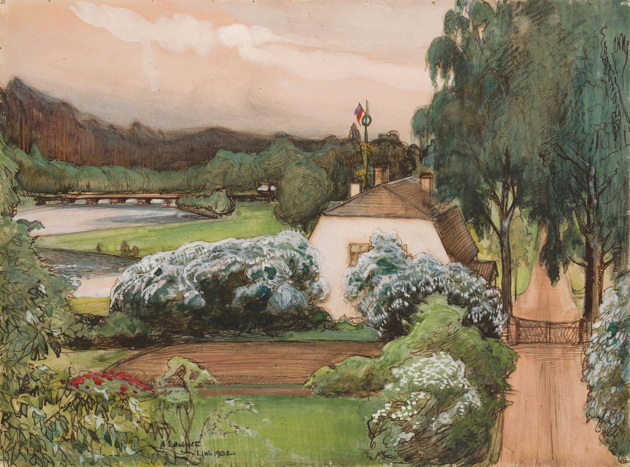 Het huis van de voorman op het landgoed Saari door Albert Edelfelt