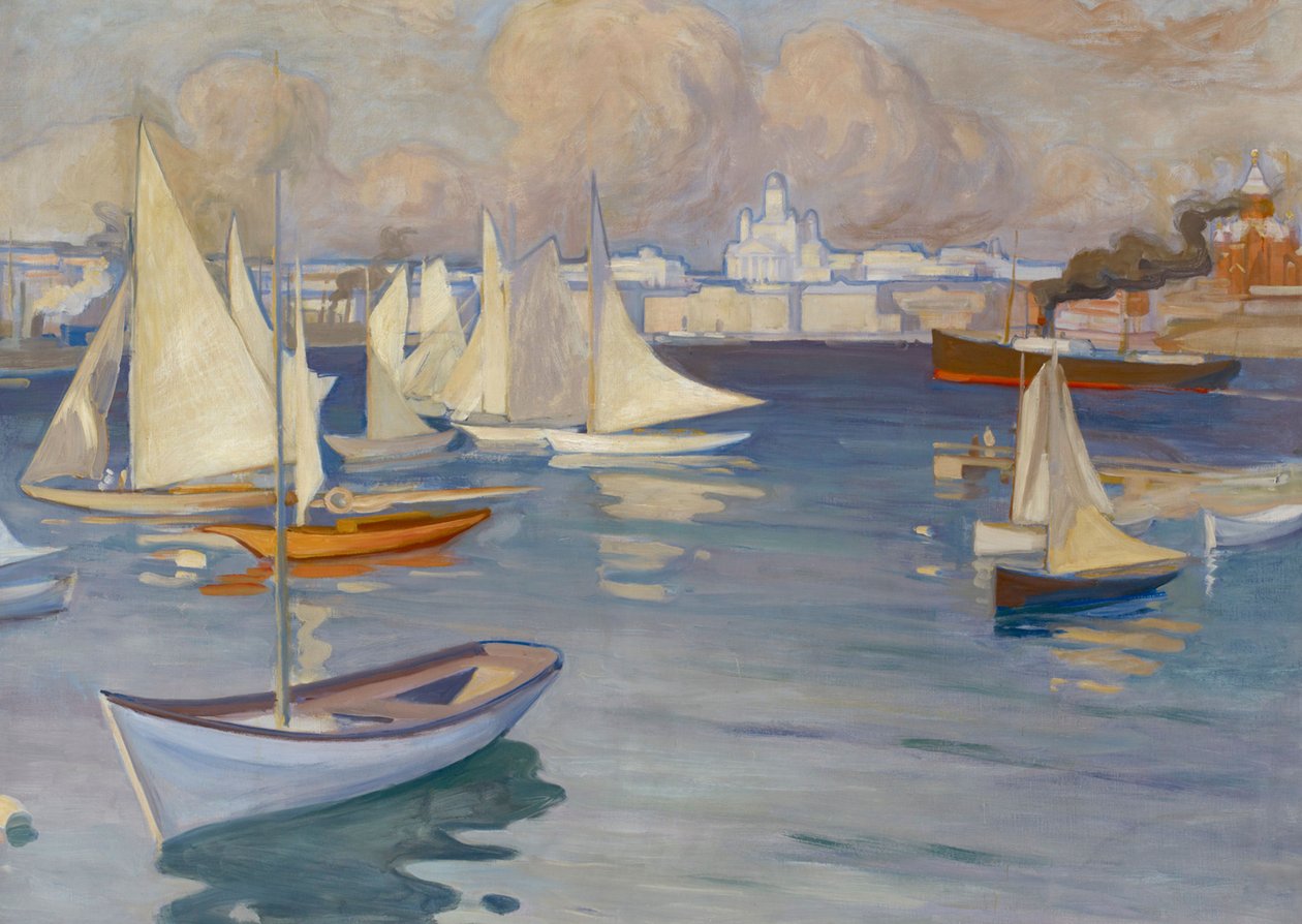 De haven van de Nyländska Jaktklubben in Helsinki door Albert Edelfelt
