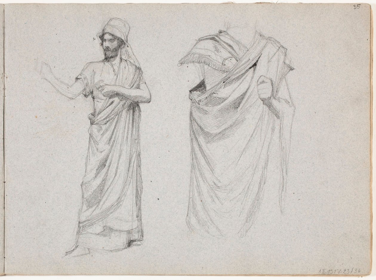 Twee mannelijke figuren, gekleed in toga’s door Albert Edelfelt