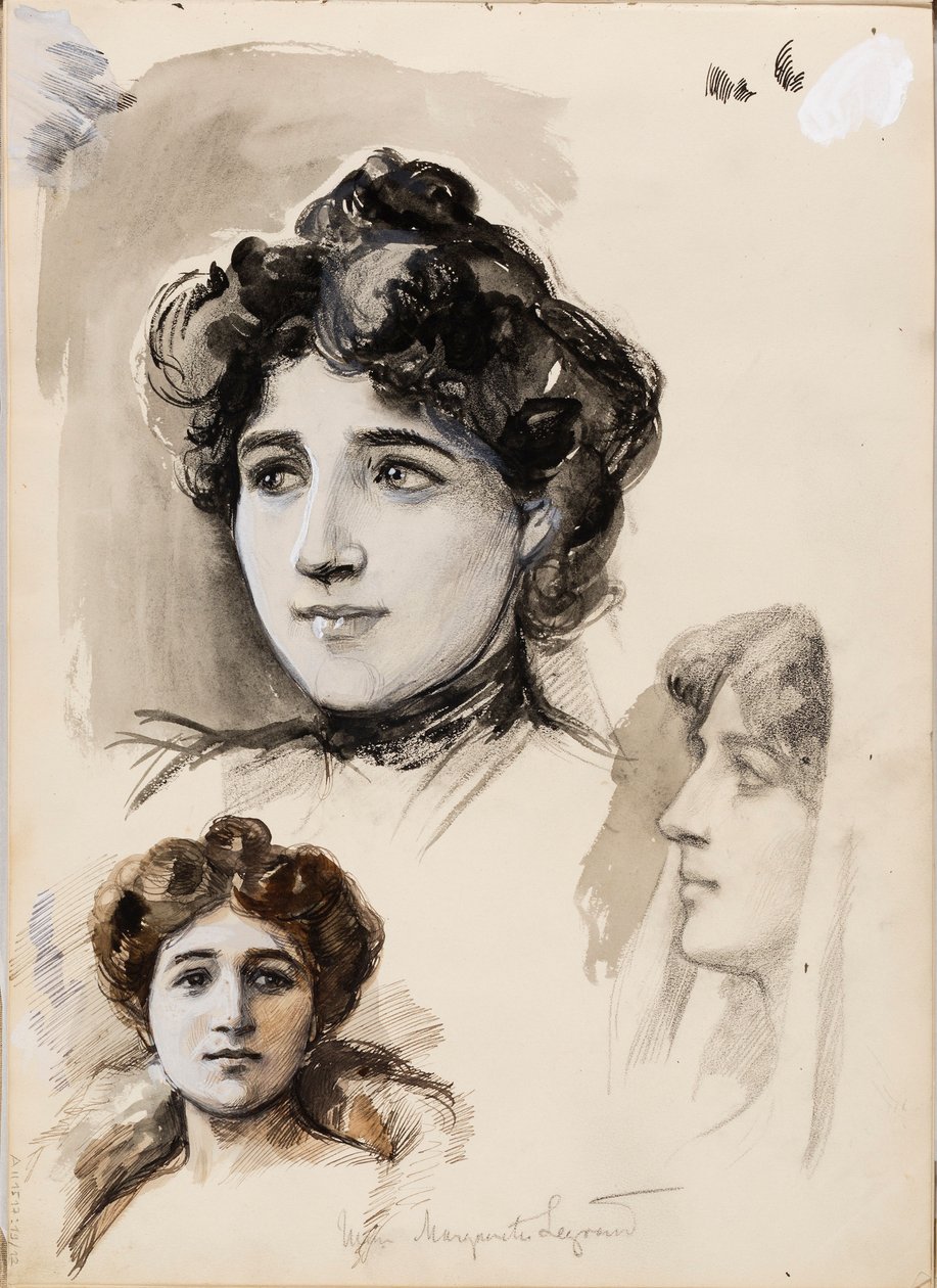 Mme Marguerite Legrand, schetsen door Albert Edelfelt