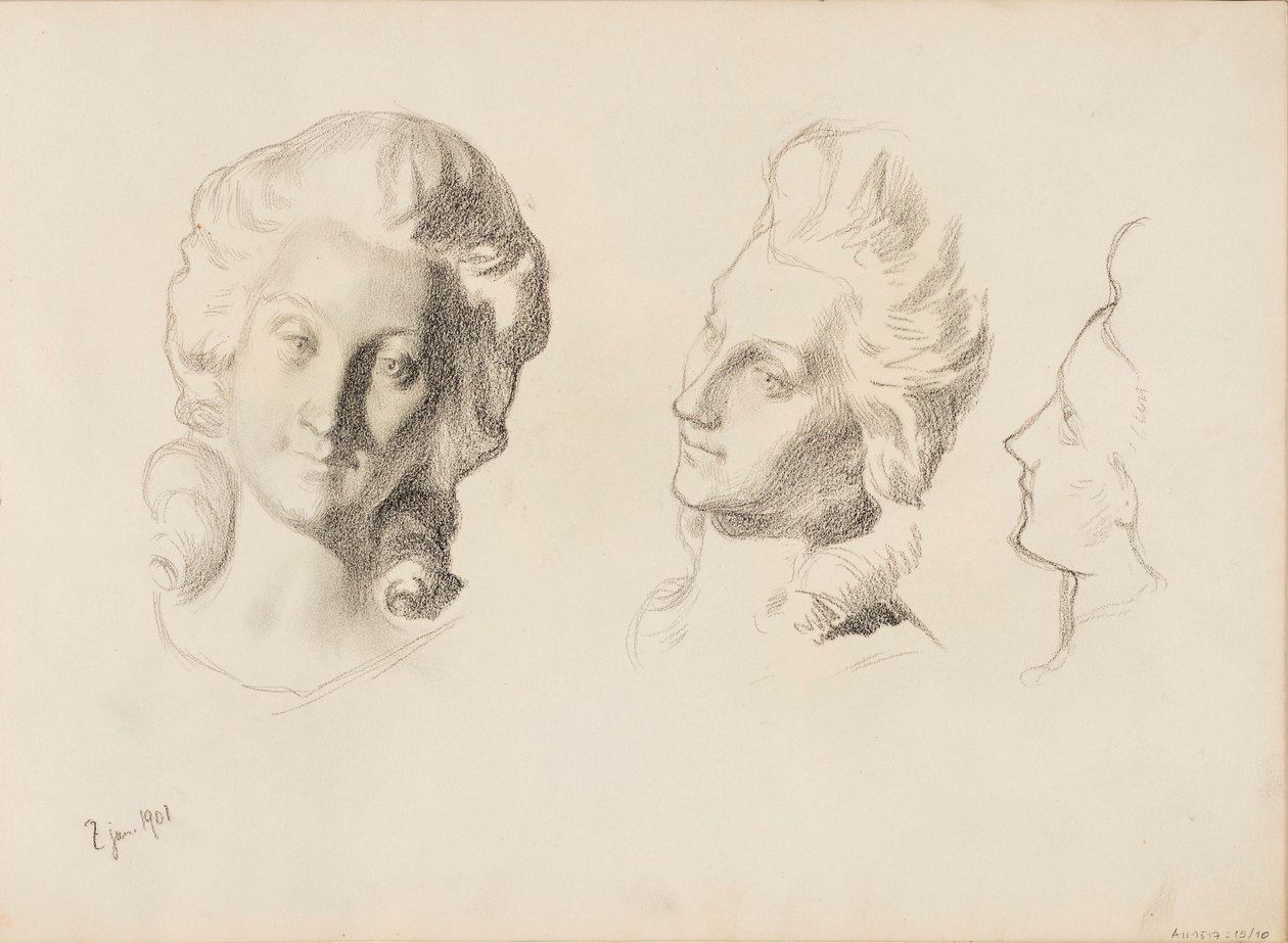 Maskers, schets / 1700 (Rokokoo), schets door Albert Edelfelt