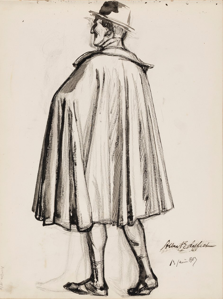Man in cape door Albert Edelfelt