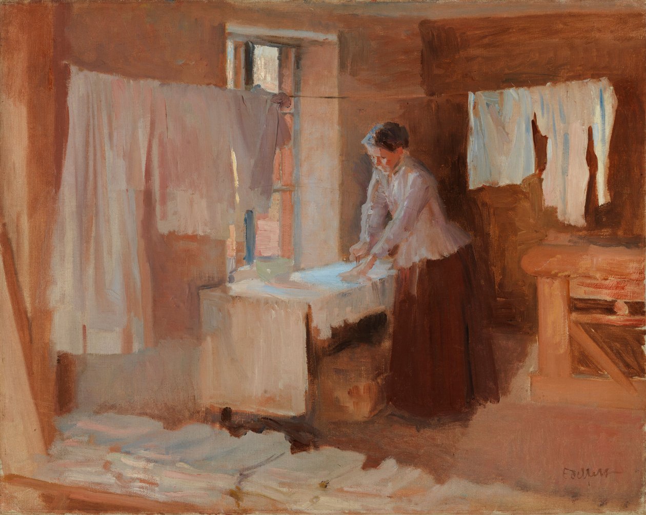 Strijkende vrouw, studie voor de ‘Wasvrouwen’ door Albert Edelfelt