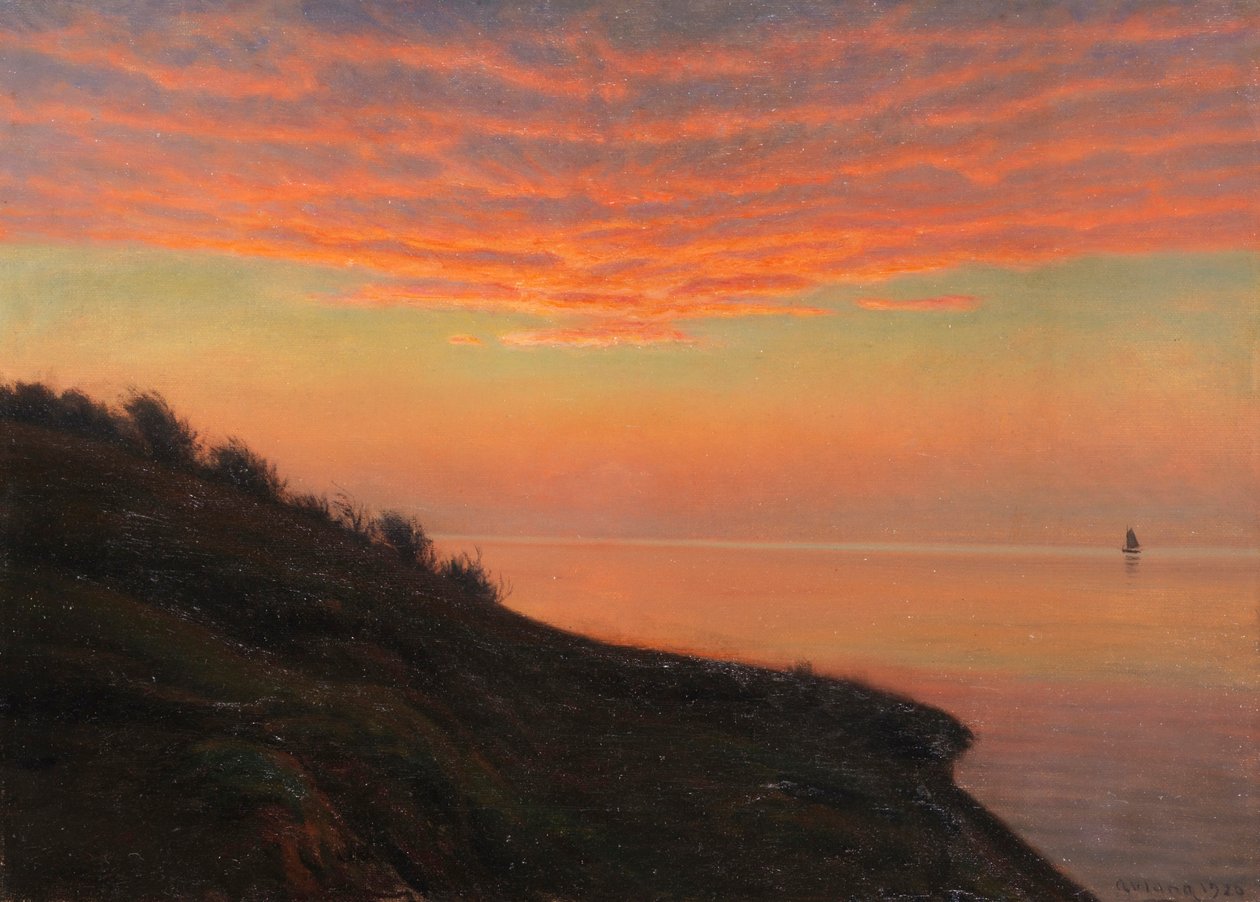 Avondstemming aan de Deense kust door Albert Edvard Wang