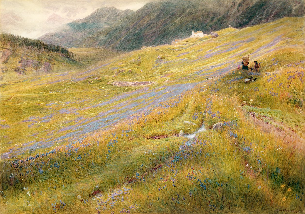 De Alpenzomer, 1874 door Albert Goodwin