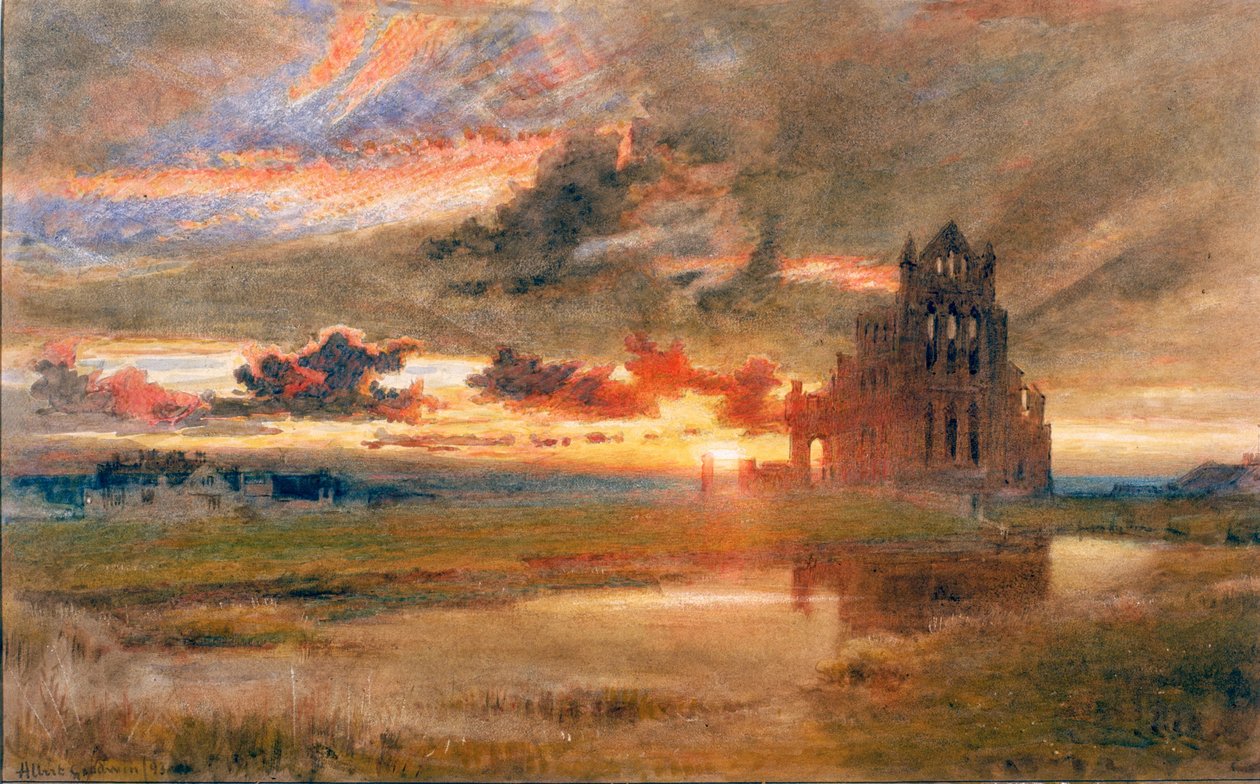 Whitby - De abdij van St. Hilda door Albert Goodwin