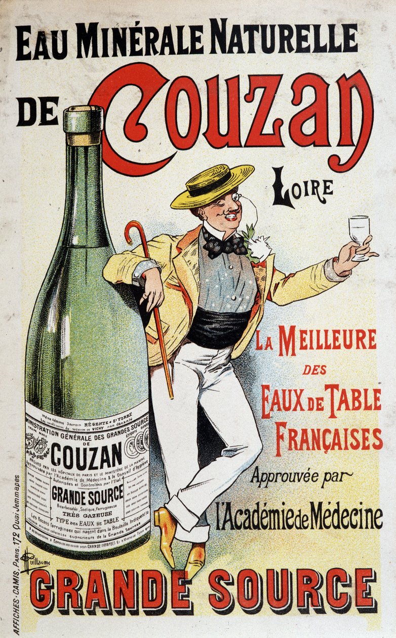Reclame voor het mineraalwater van Couzan - door Albert Guillaume (1873-1942), ca. 1895 door Albert Guillaume