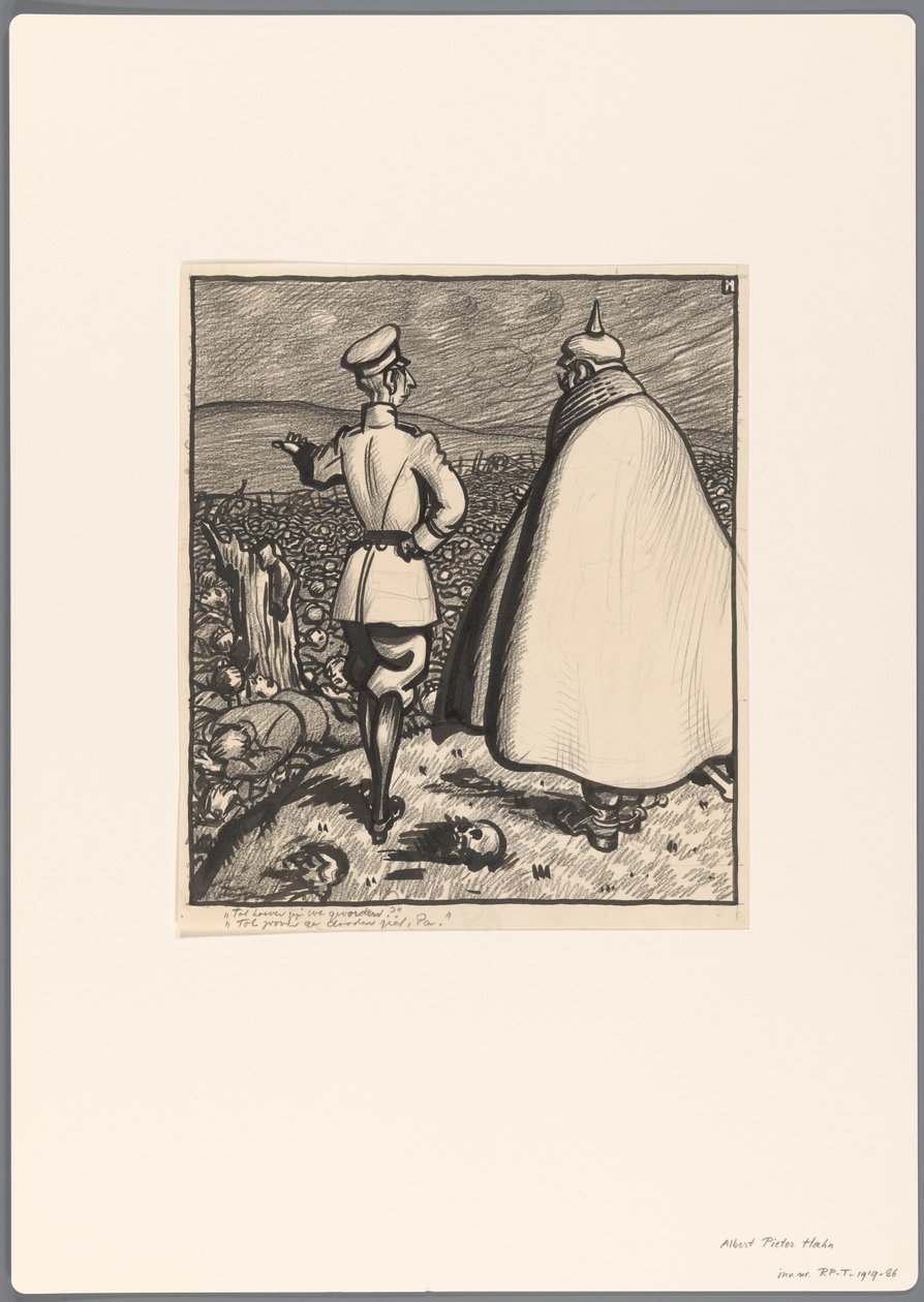 Ontwerp voor een politieke spotprent op de Eerste Wereldoorlog door Albert Hahn (I)