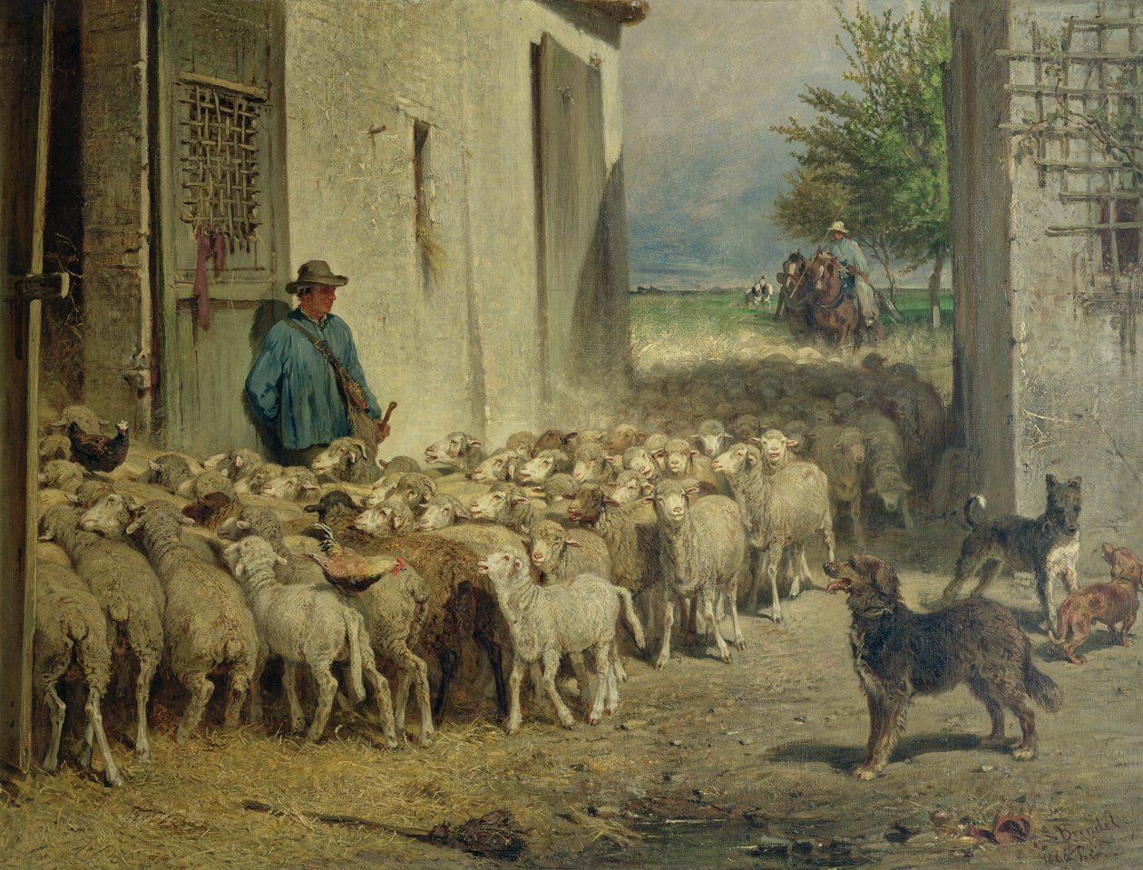 Terugkeer naar de schaapskooi, 1860 door Albert Heinrich Brendel