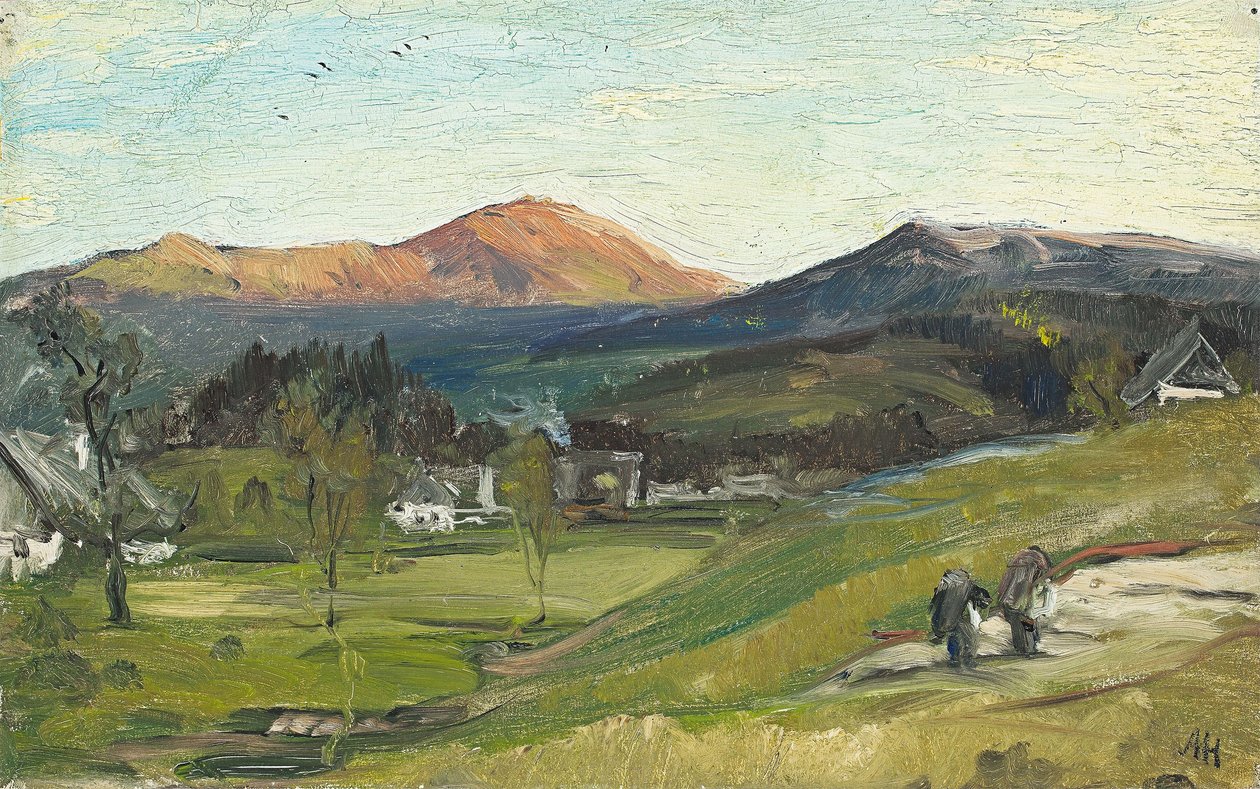 Albert Hertel - Uitzicht over Krummhübel naar de Schneekoppe, 1862 door Albert Hertel