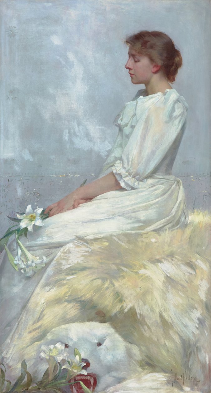 Portret van Bessie (Miss Elizabeth Newton) 1892 door Albert Herter