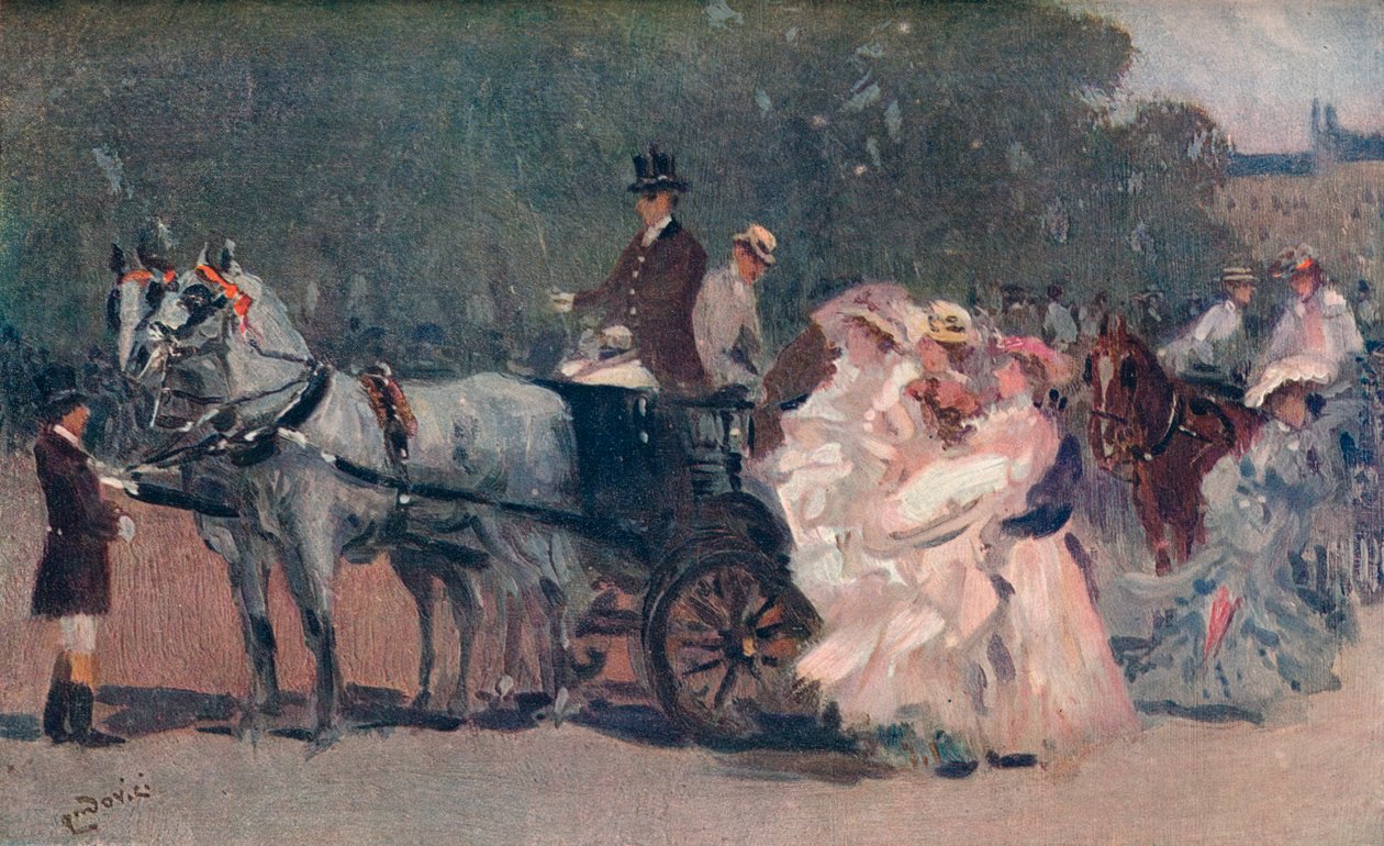 Wit en roze tule - In het park, ca. 1900 door Albert Ludovici