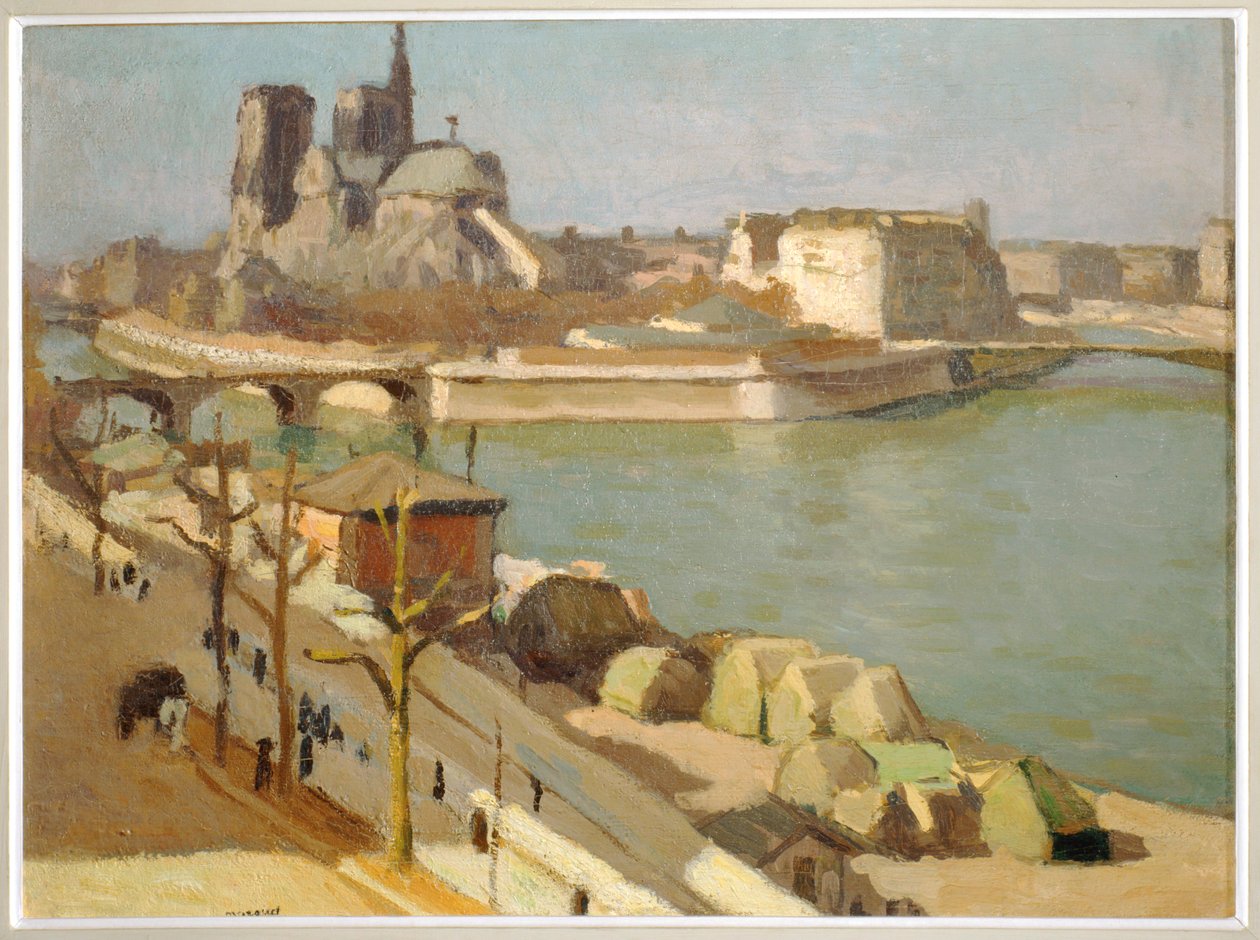 De Seine en de apsis van Notre-Dame - Parijs, Notre Dame kathedraal, Ile de la Cite, rivier de Seine door Albert Marquet