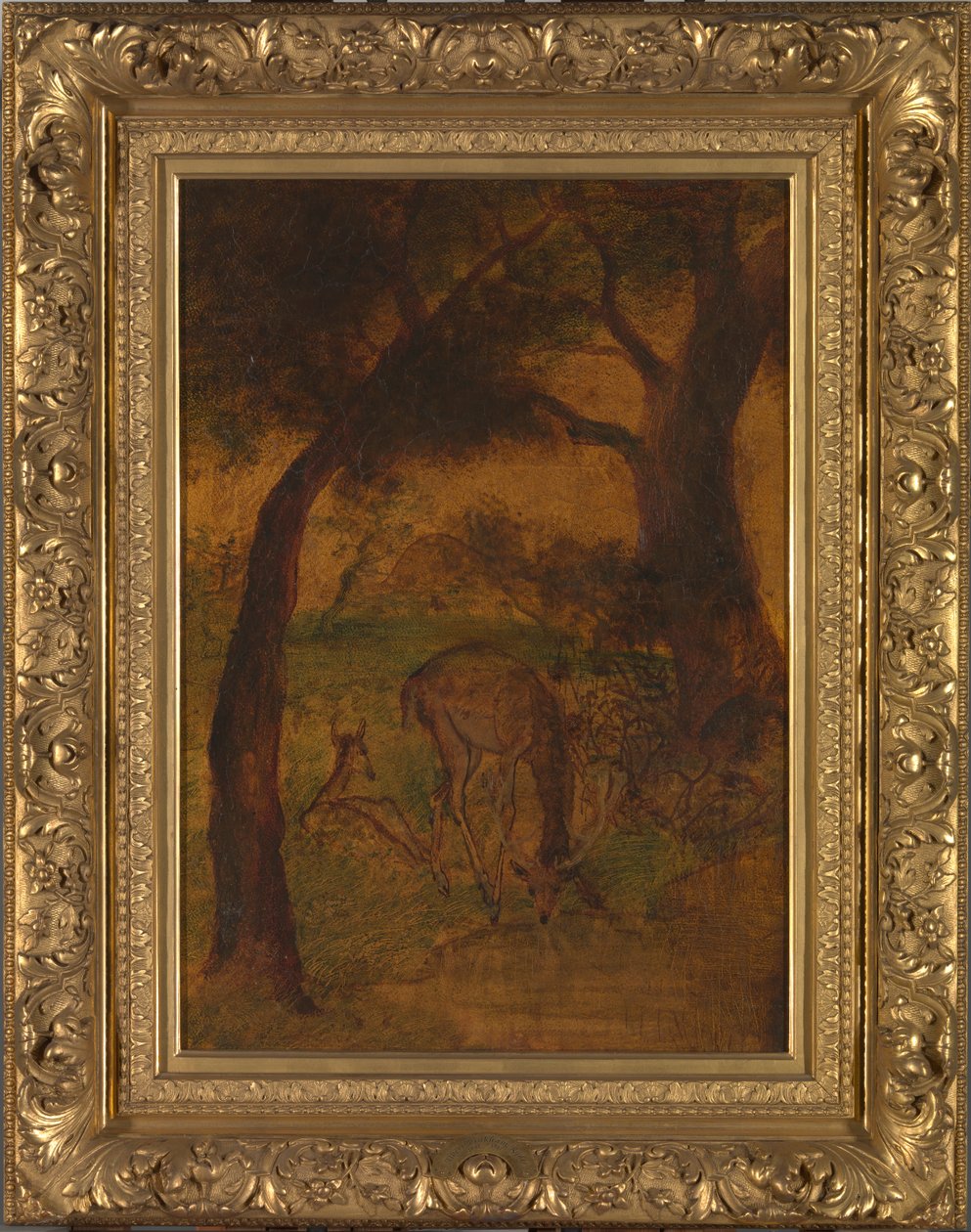 Een hert drinkend, ca. 1870s door Albert Pinkham Ryder