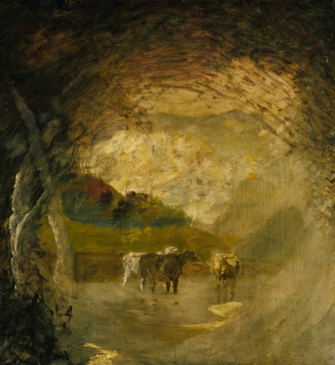 Landschap met Bomen en Vee, voor 1897 door Albert Pinkham Ryder